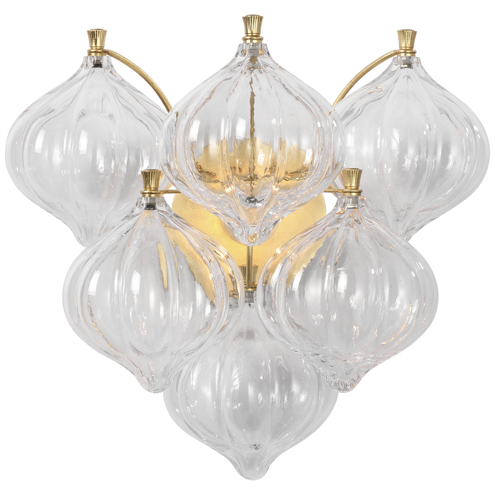Julie Neill Caselli 15" Sconce in Gild with Clear Glass Wall Light W15.5" x H14.5"
