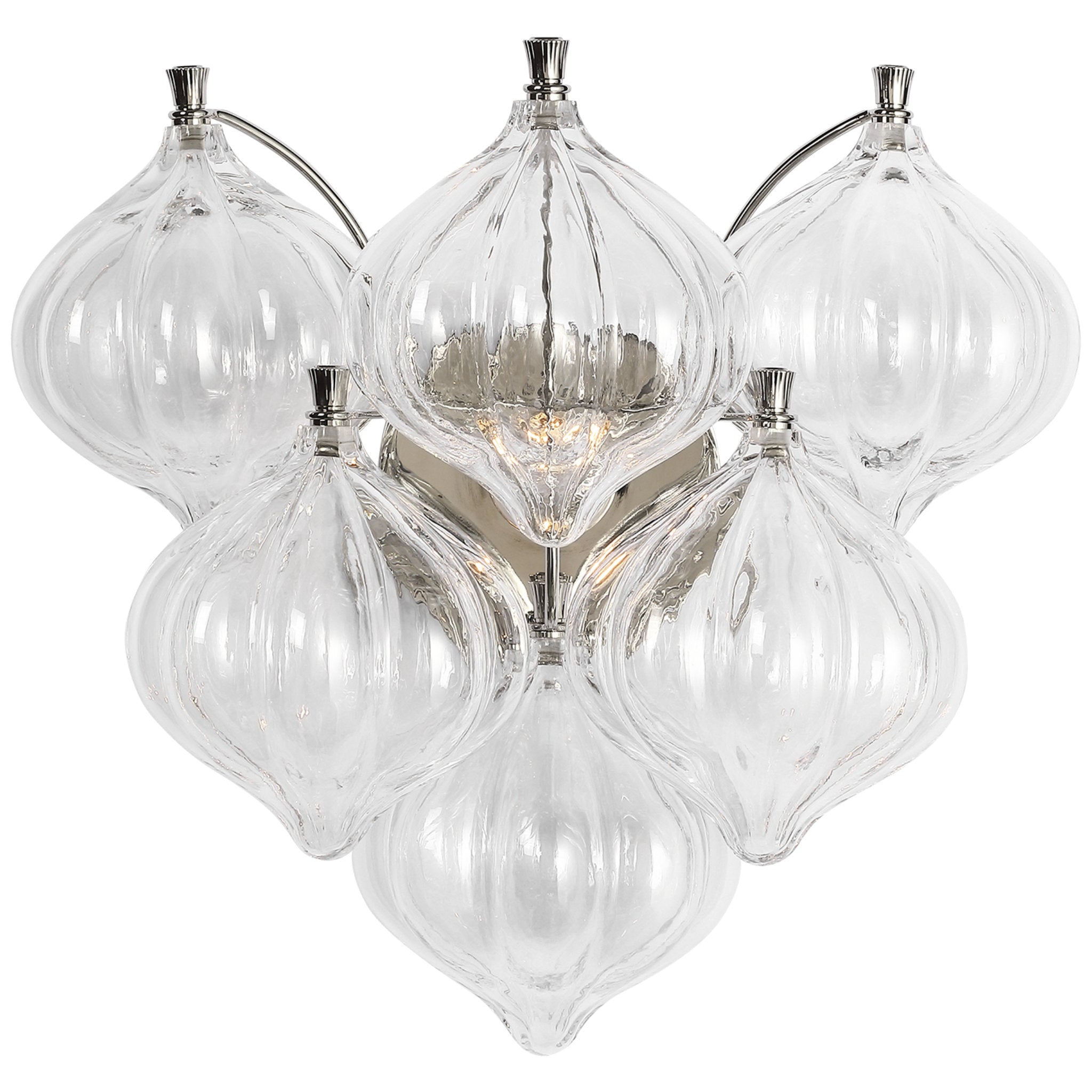 Julie Neill Caselli 15" Sconce in Polished Nickel with Clear Glass Wall Light W15.5" x H14.5"