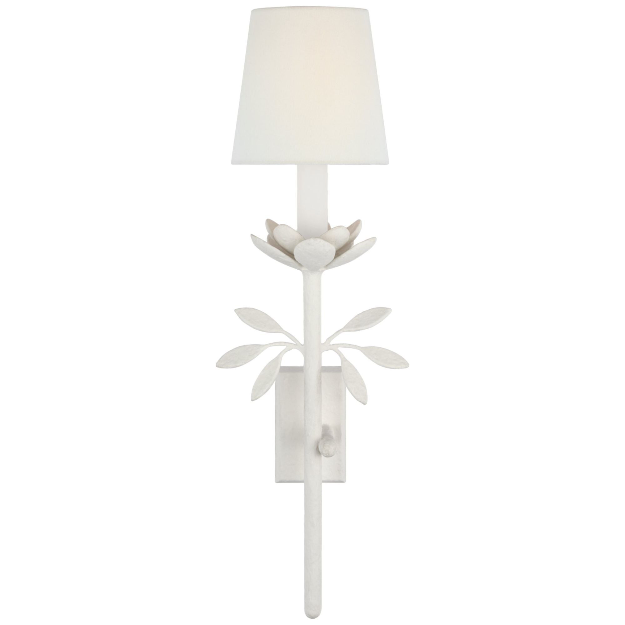 Julie Neill Clementine 22" Tail Sconce in Plaster White with Linen Shade Wall Light W7.25" x H23.5"