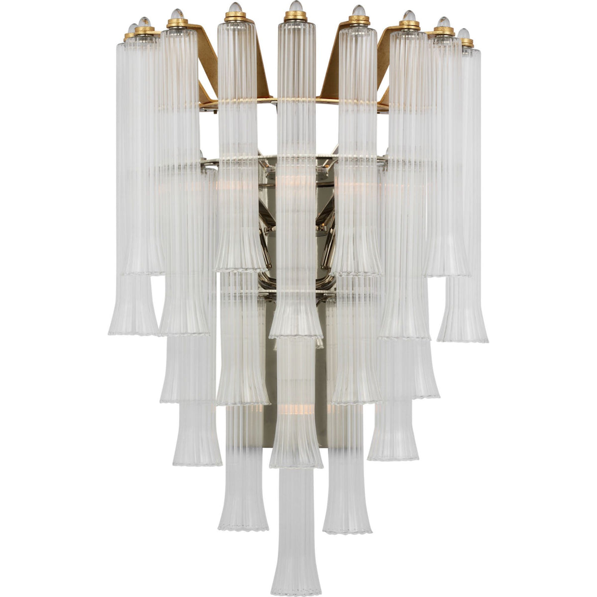 Julie Neill Lorelei Large Waterfall Sconce in Gild with Clear Glass W14.75" x H22" x E8.75"