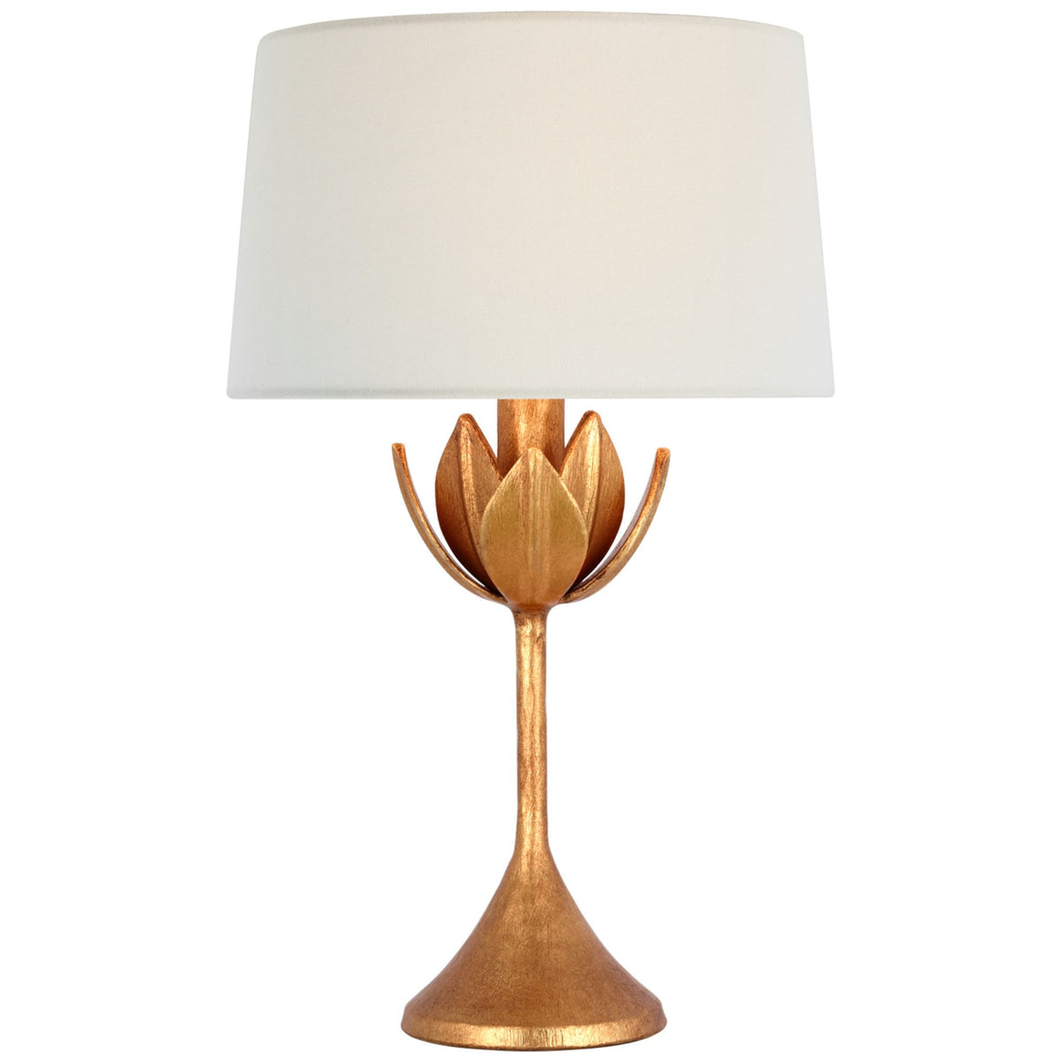 Julie Neill Alberto 17" Cordless Accent Lamp in Antique Gold Leaf with Linen Shade W10.5" x H16.75"