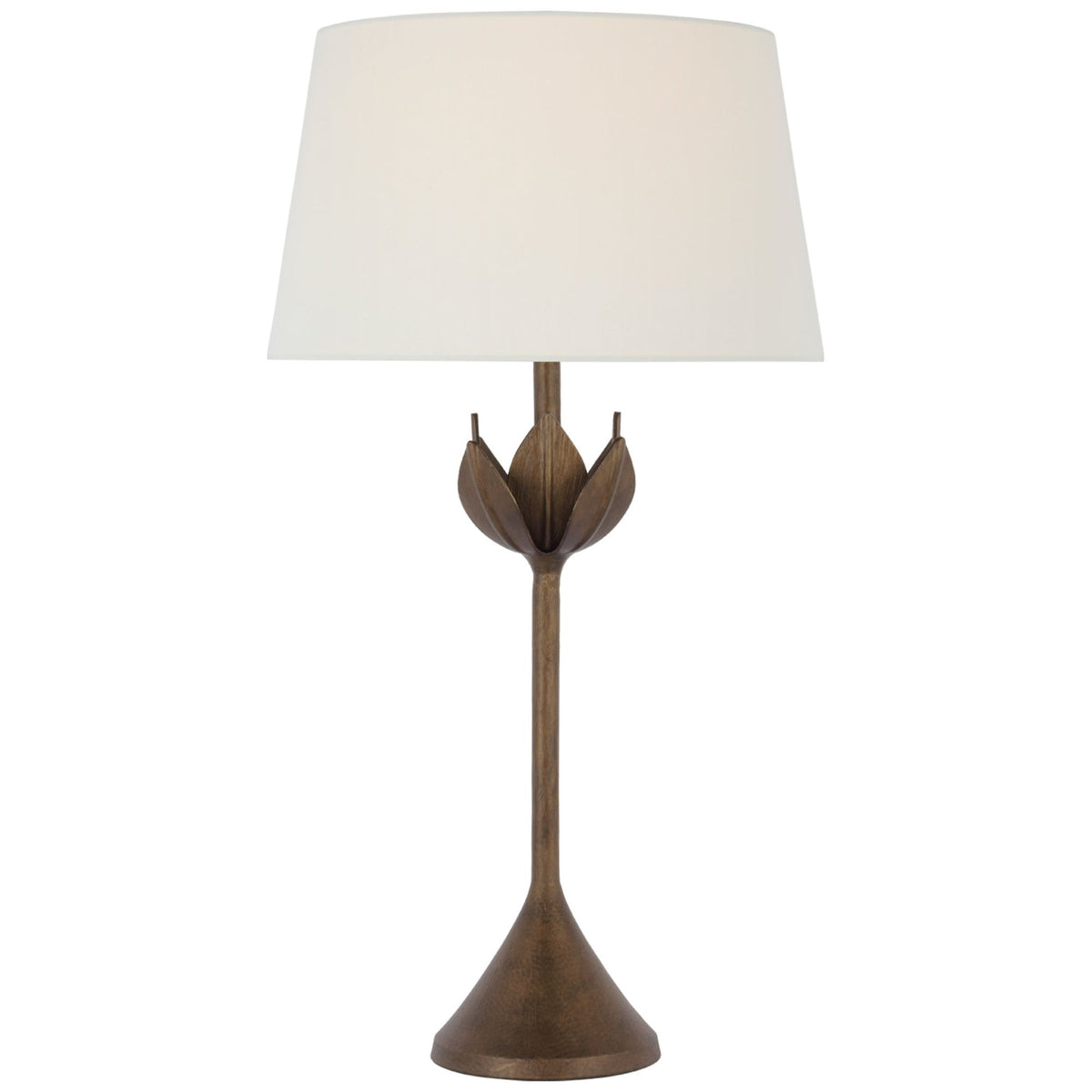 Julie Neill Alberto Large Table Lamp in Antique Bronze Leaf with Linen Shade W17" x H32.25"