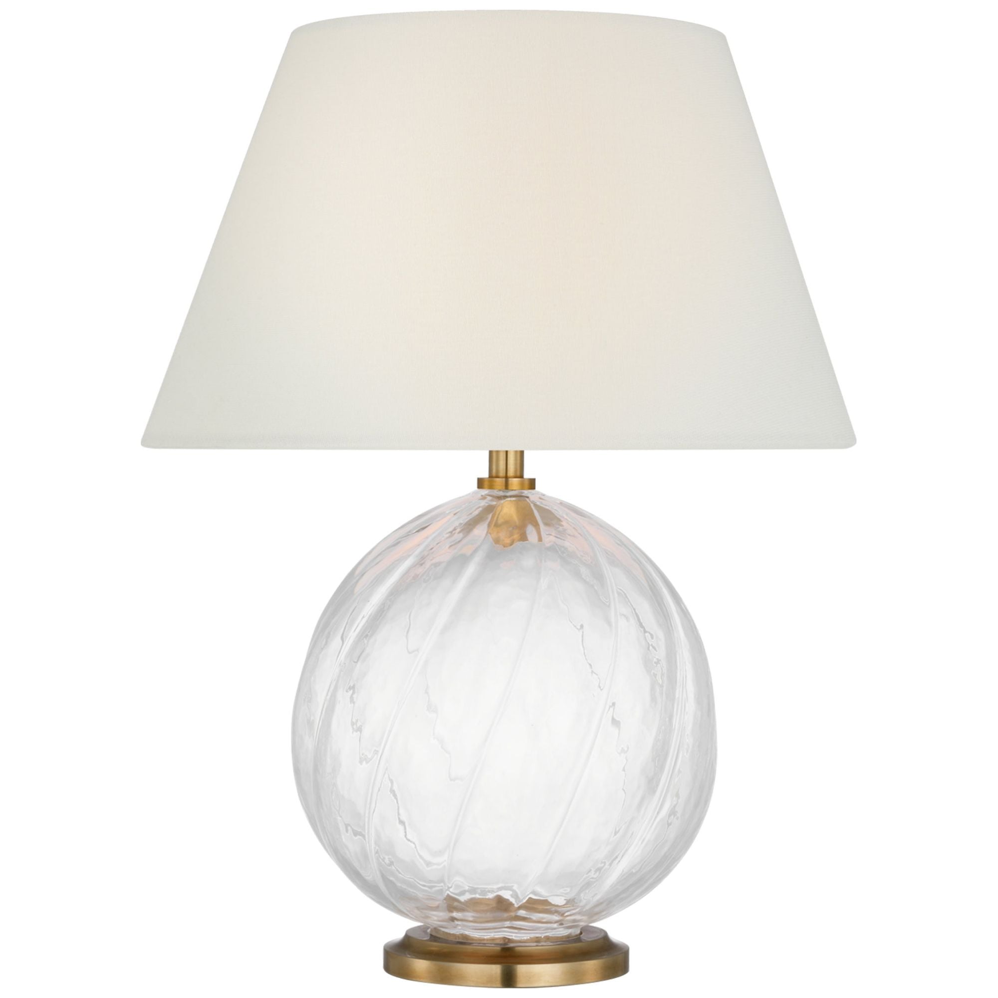 Julie Neill Talia 13" Cordless Accent Lamp in Clear Glass with Linen Shade Table Lamp W9.75" x H13"