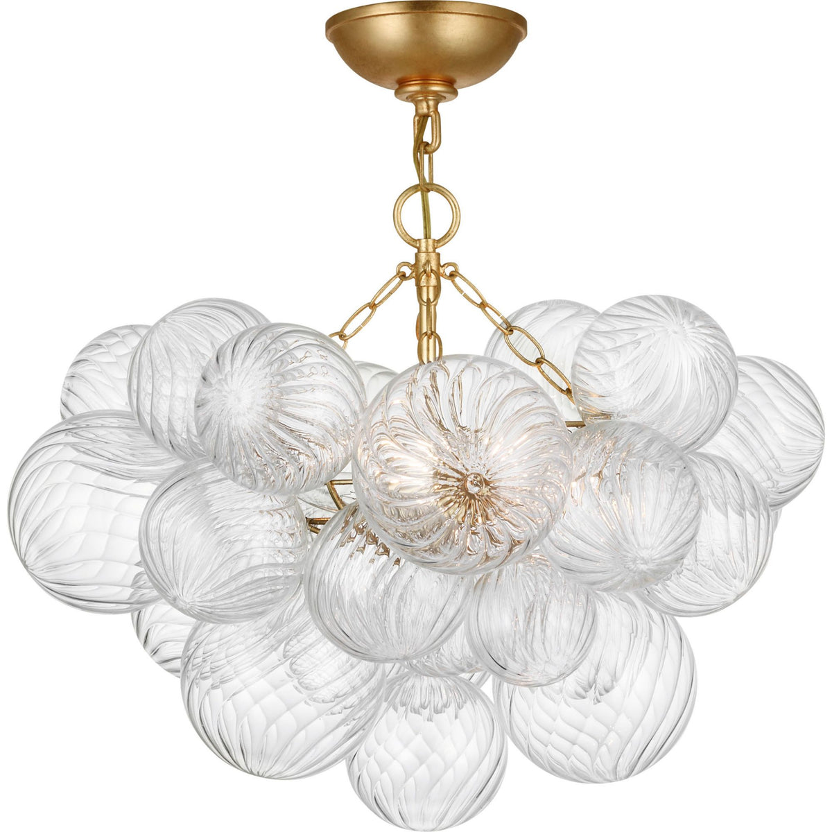 Julie Neill Talia 24" Semi-Flush Mount in Gild and Clear Swirled Glass W24" x H23"