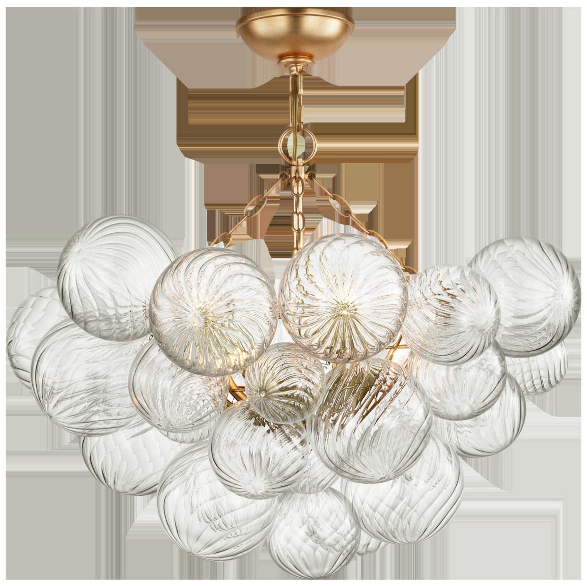Julie Neill Talia 29" Semi-Flush Mount in Gild and Clear Swirled Glass Ceiling Light W29.25" x H28"