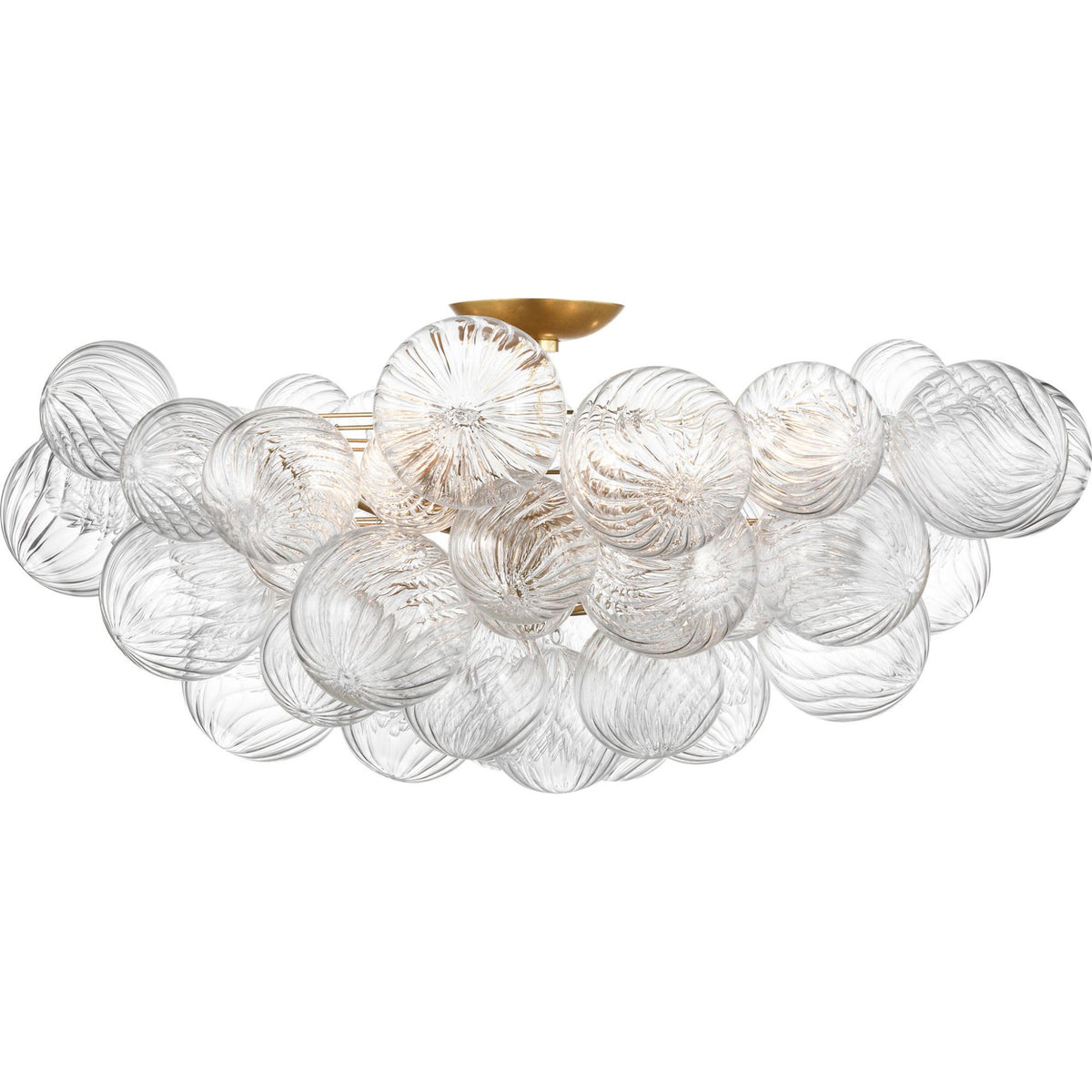 Julie Neill Talia 38" Flush Mount in Gild and Clear Swirled Glass W37.5" x H15.75"