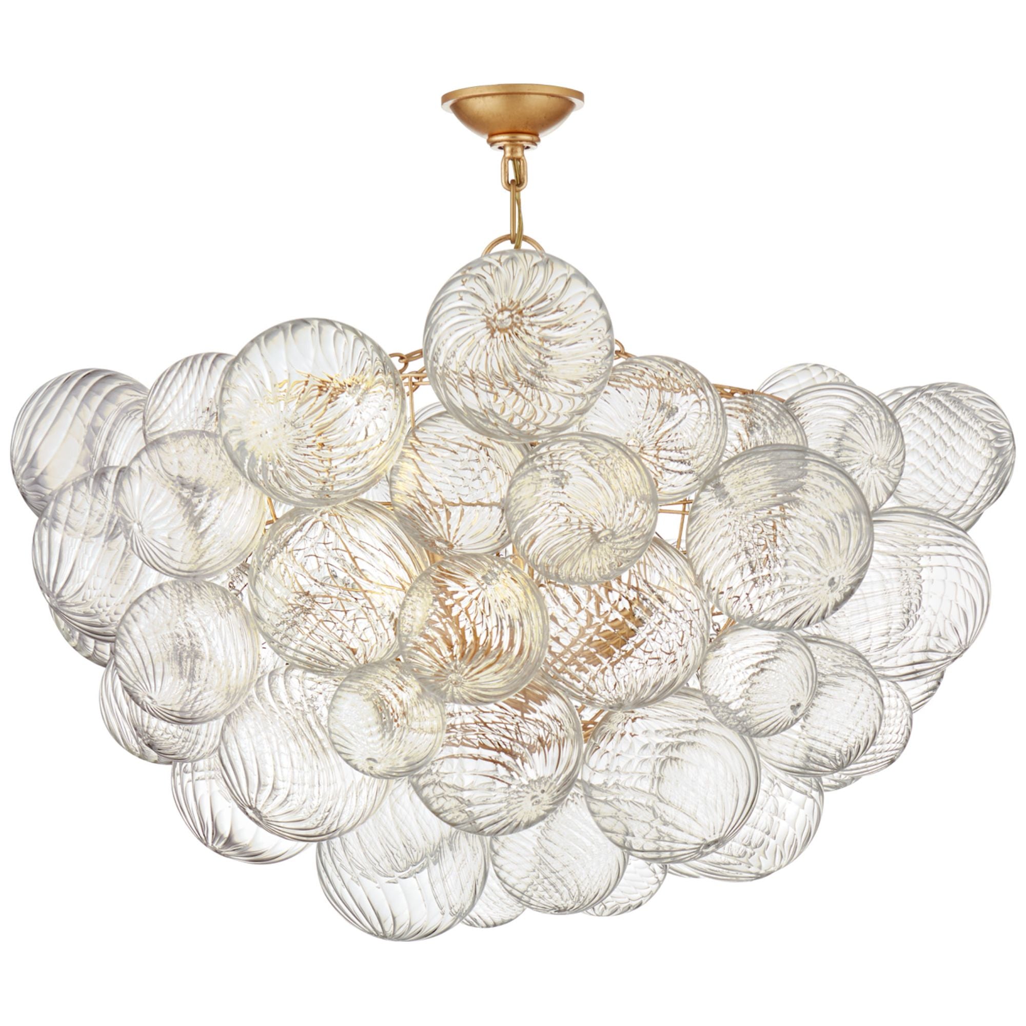 Julie Neill Talia 33" Semi-Flush Mount in Gild and Clear Swirled Glass Ceiling Light W33" x H29"