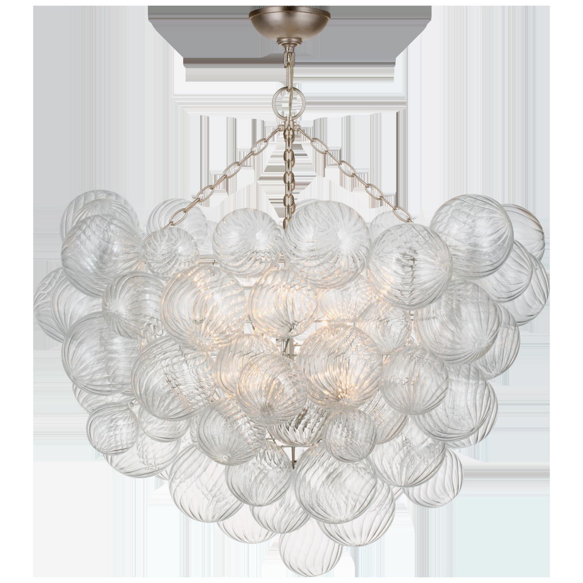 Julie Neill Talia 38" Semi-Flush Mount in Burnished Silver Leaf with Clear Glass Ceiling Light W37.75" x H41"