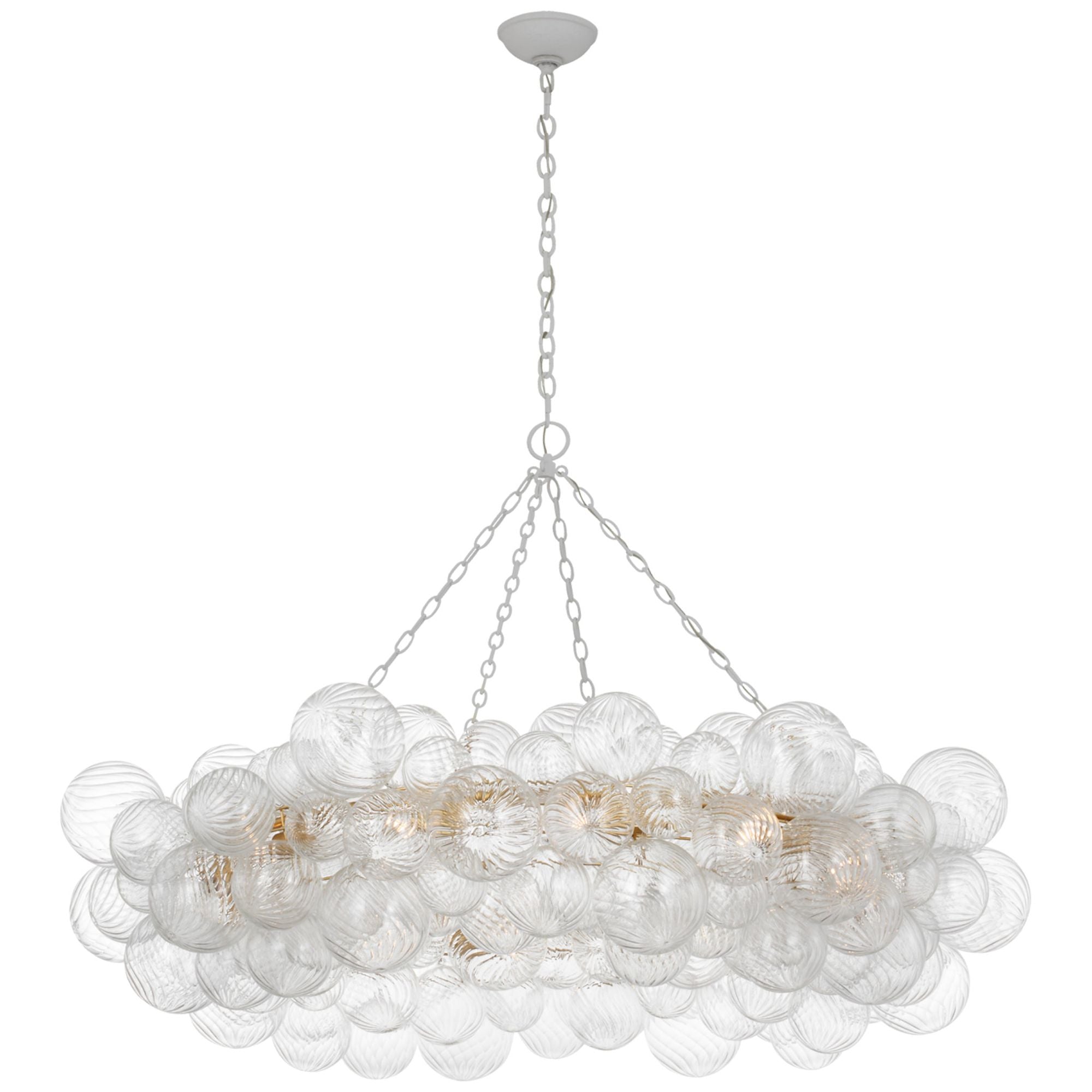 Julie Neill Talia 54" Ring Chandelier in Plaster White and Clear Swirled Glass Ceiling Light W53.5"