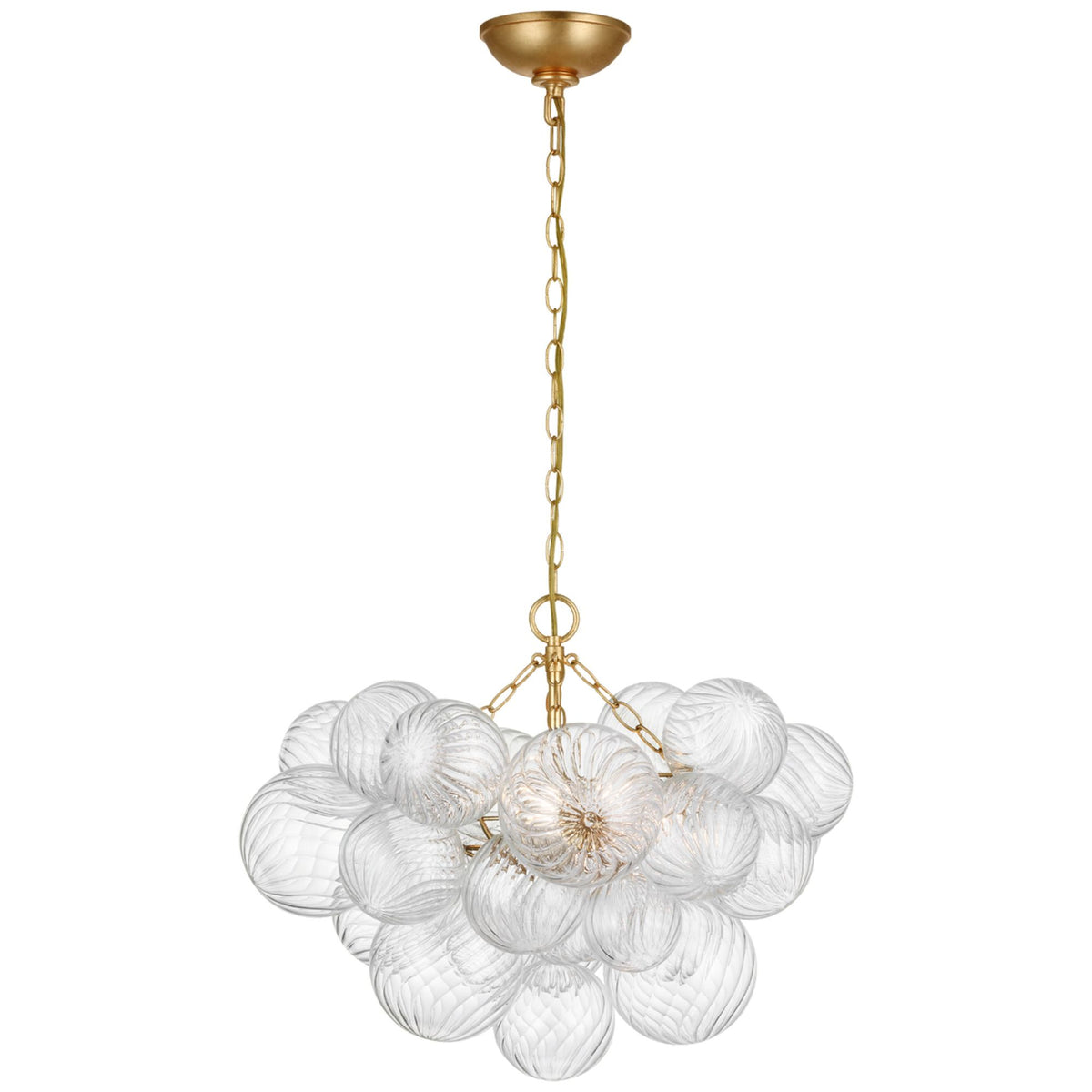 Julie Neill Talia Small Chandelier in Gild and Clear Swirled Glass W23.75" x H17.5"
