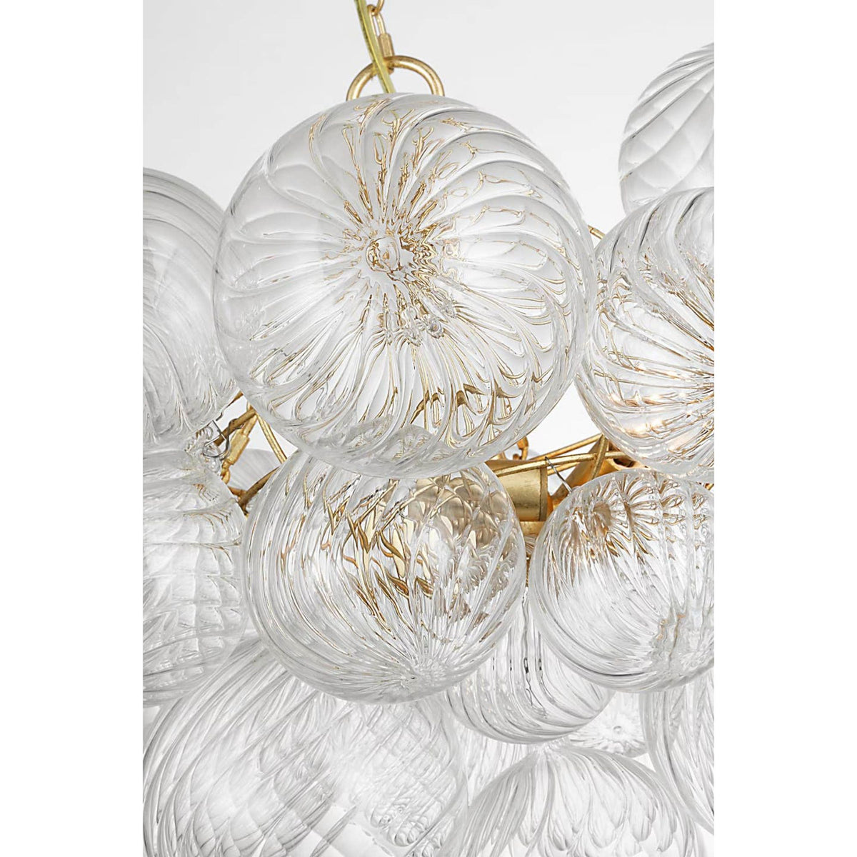 Julie Neill Talia Small Chandelier in Gild and Clear Swirled Glass W23.75" x H17.5"