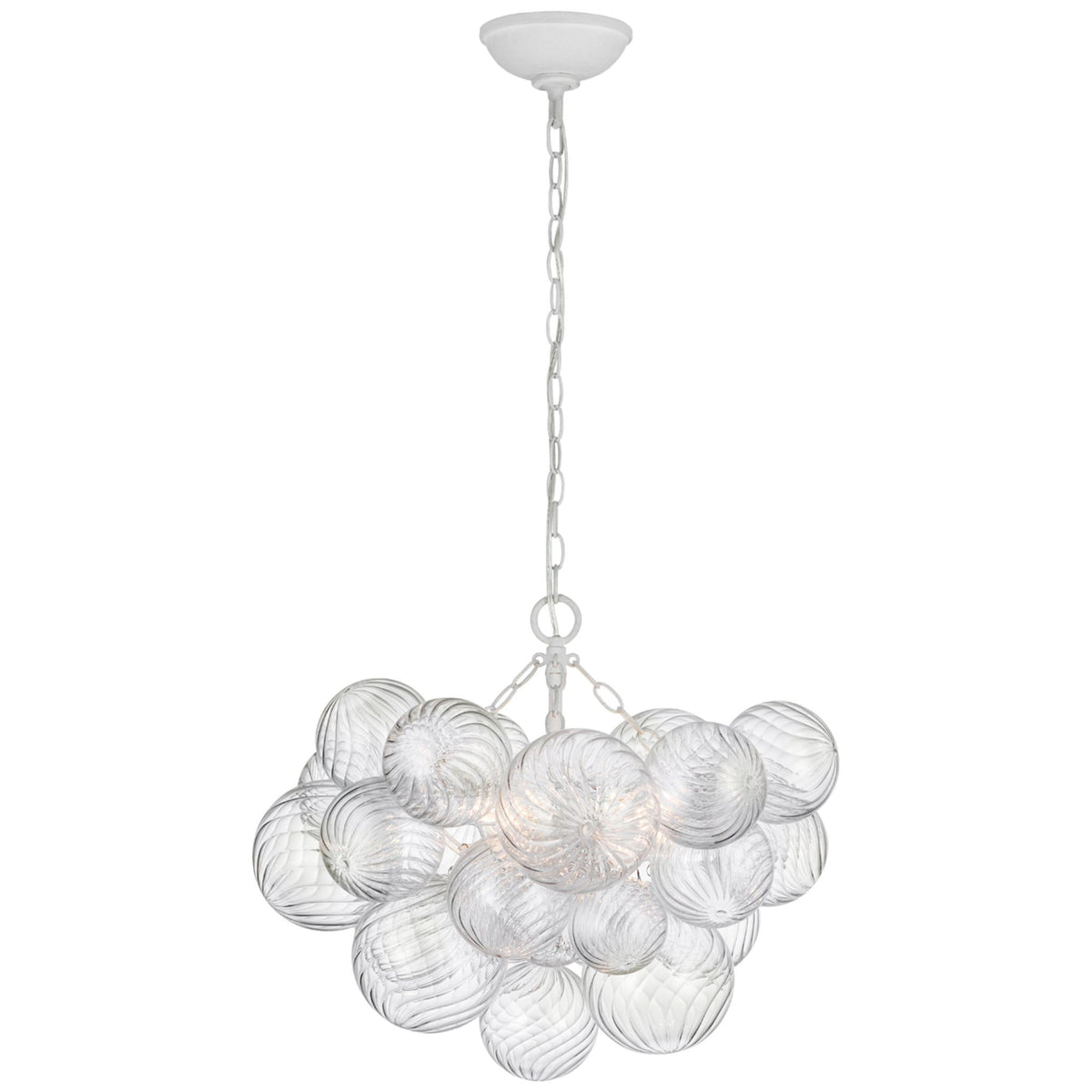 Julie Neill Talia Small Chandelier in Plaster White and Clear Swirled Glass W23.75" x H17.5"