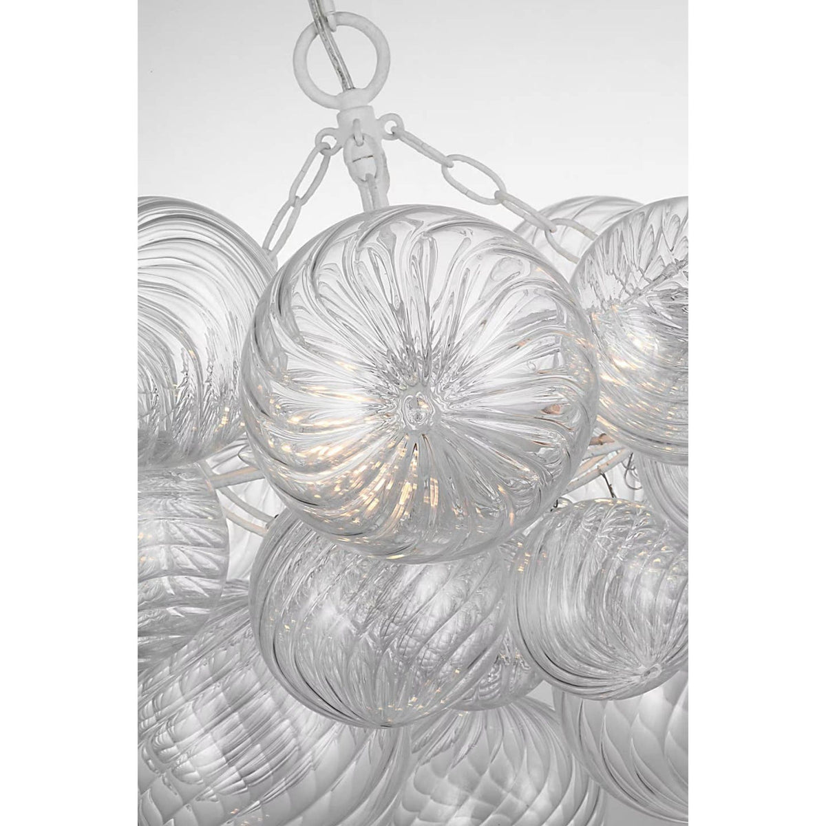 Julie Neill Talia Small Chandelier in Plaster White and Clear Swirled Glass W23.75" x H17.5"