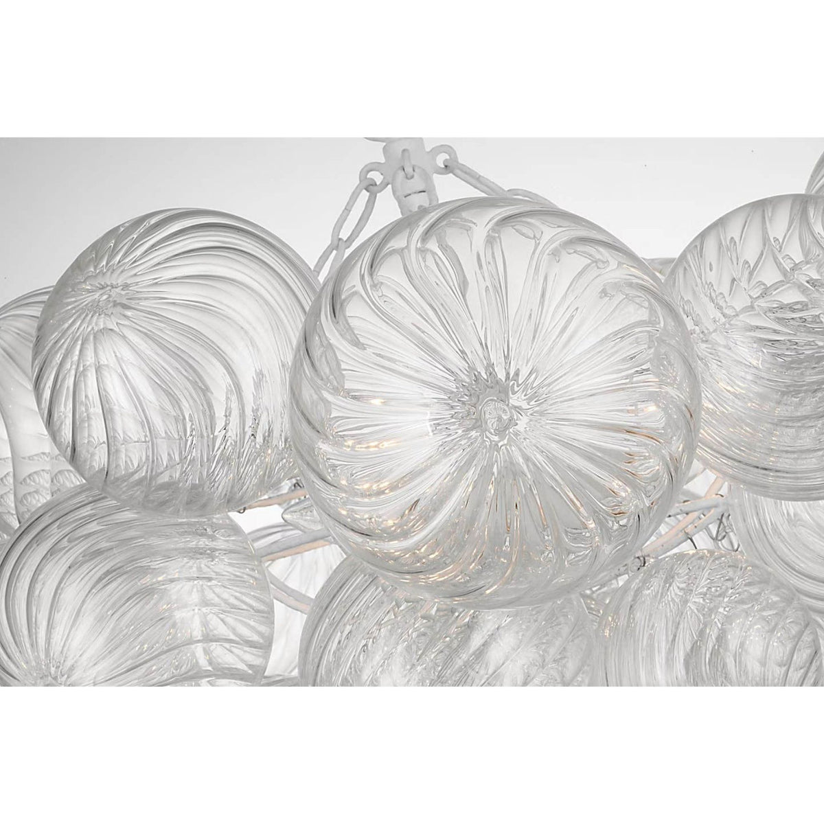 Julie Neill Talia Small Chandelier in Plaster White and Clear Swirled Glass W23.75" x H17.5"