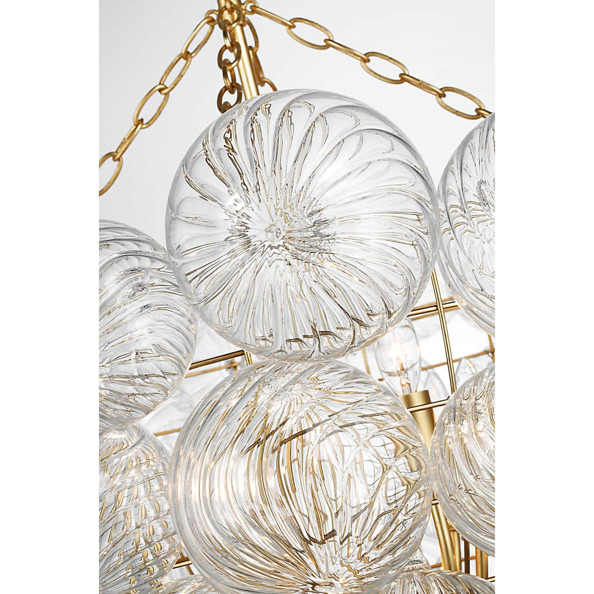 Julie Neill Talia Grande Chandelier in Gild with Clear Swirled Glass W37.75" x H35.5"