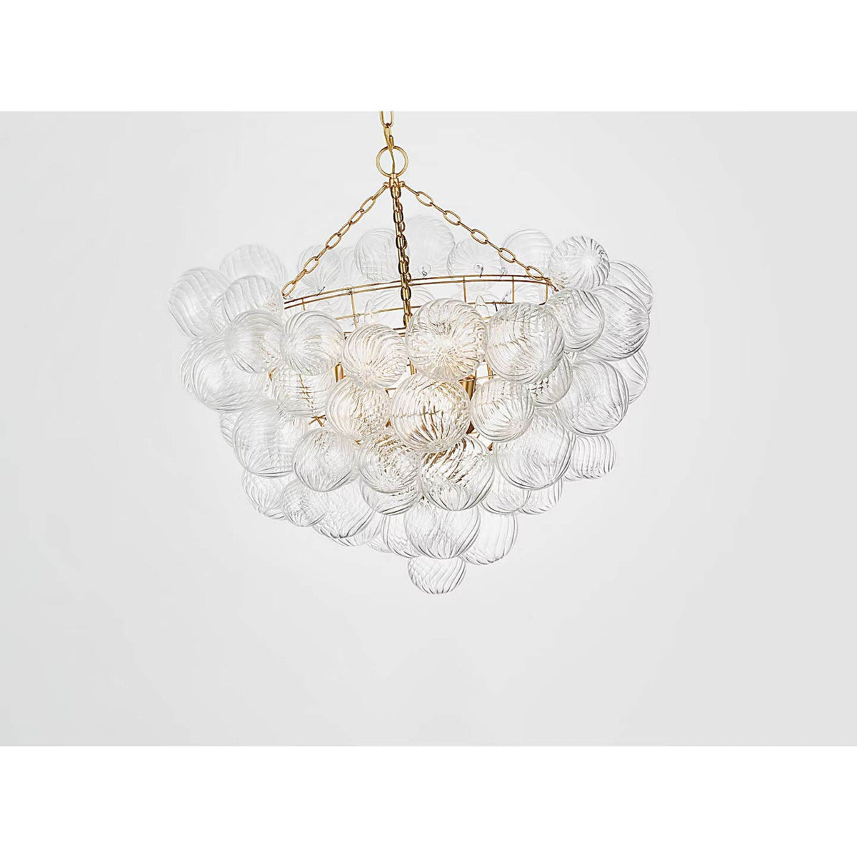 Julie Neill Talia Grande Chandelier in Gild with Clear Swirled Glass W37.75" x H35.5"