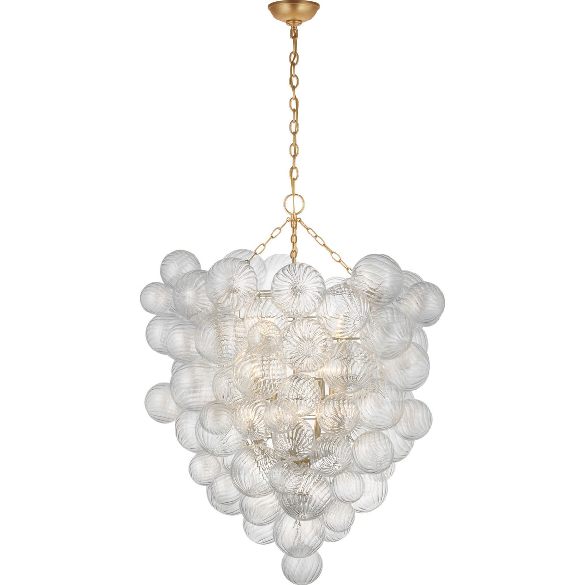 Julie Neill Talia Grande Entry Chandelier in Gild with Clear Swirled Glass W36" x H44.25"
