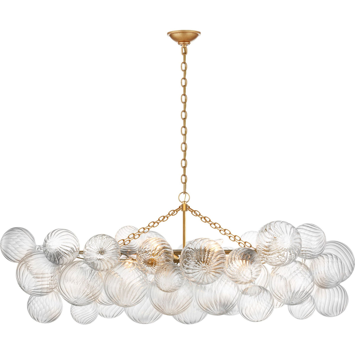 Julie Neill Talia Medium Linear Chandelier in Gild with Clear Swirled Glass W26.25" x 51" x H21.75"