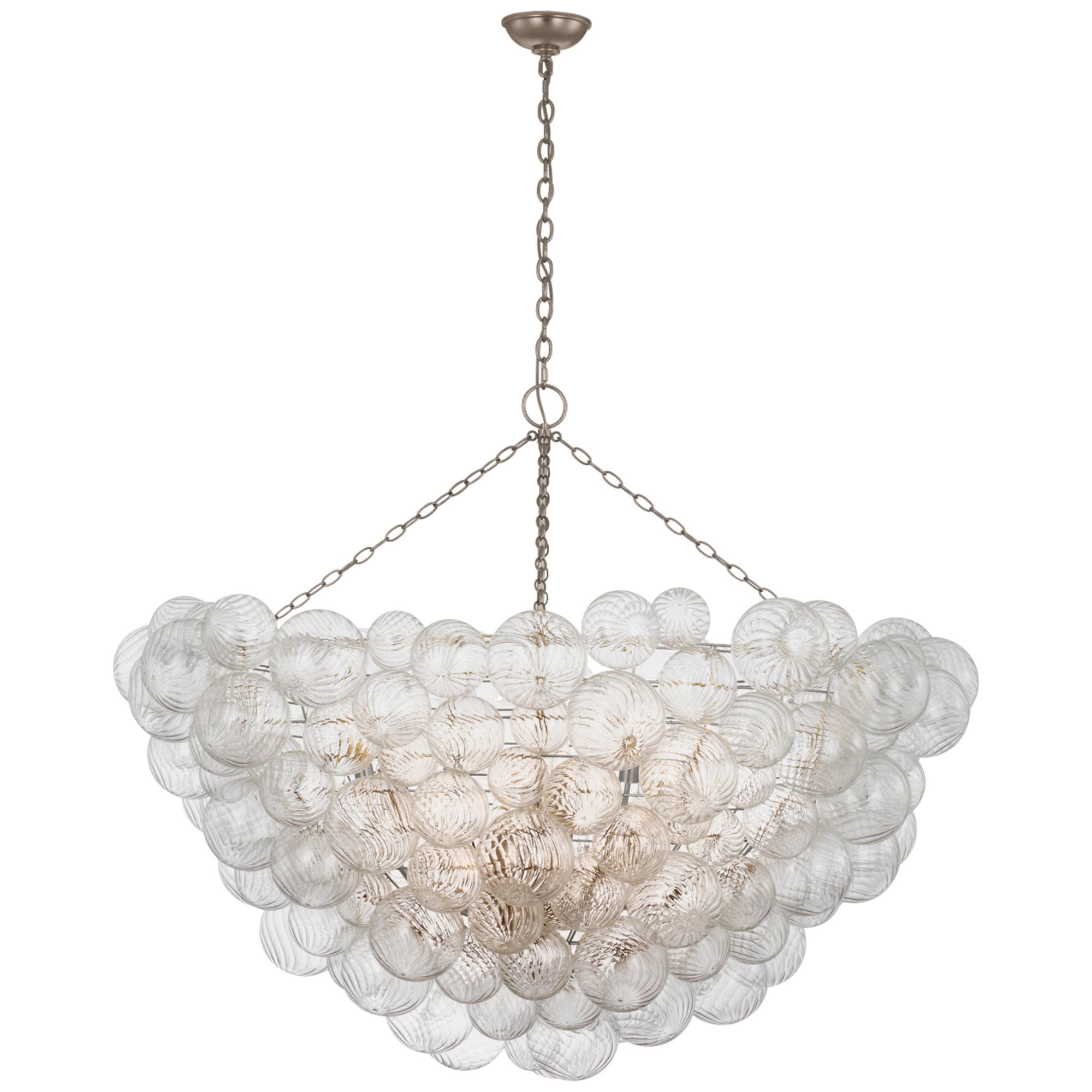 Julie Neill Talia 56" Chandelier in Burnished Silver Leaf and Clear Swirled Glass Ceiling Light W56.25"