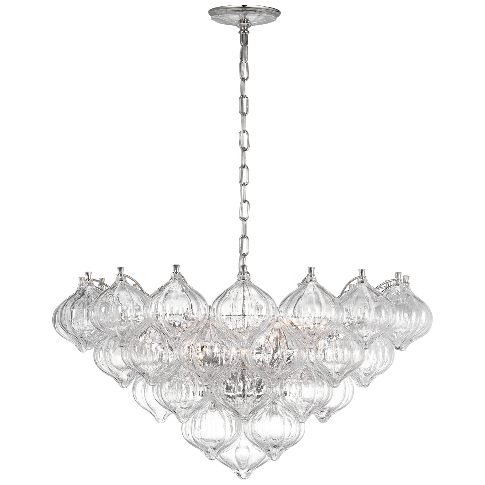 Julie Neill Caselli 36" Basket Chandelier in Polished Nickel with Clear Glass Ceiling Light W35.5" x H19.5"