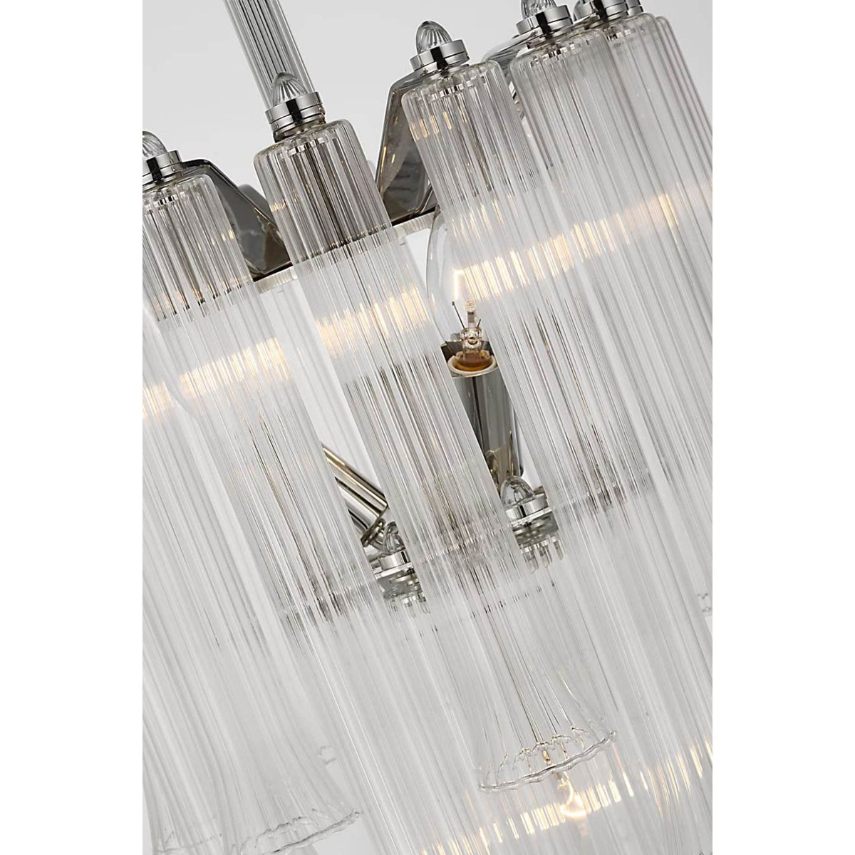 Julie Neill Lorelei Petite Waterfall Chandelier in Polished Nickel with Clear Glass W12" x H23.5"