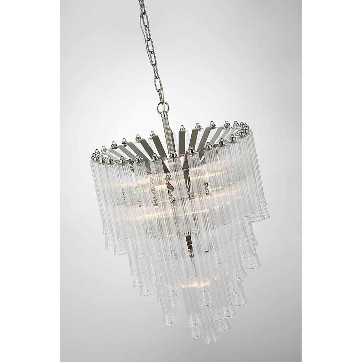 Julie Neill Lorelei Small Waterfall Chandelier in Polished Nickel with Clear Glass W20.5" x H30.75"