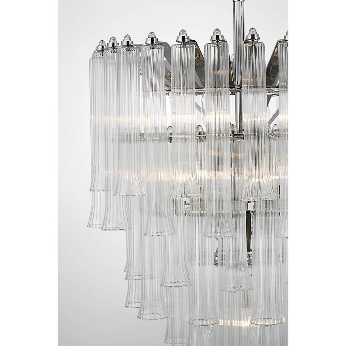 Julie Neill Lorelei Small Waterfall Chandelier in Polished Nickel with Clear Glass W20.5" x H30.75"