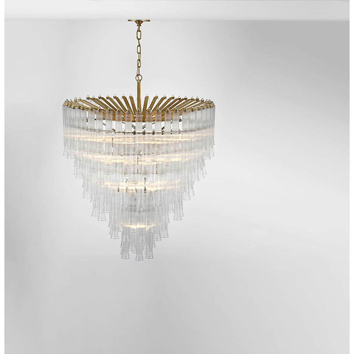 Julie Neill Lorelei X-Large Waterfall Chandelier in Gild with Clear Glass W34.75" x H42.75"