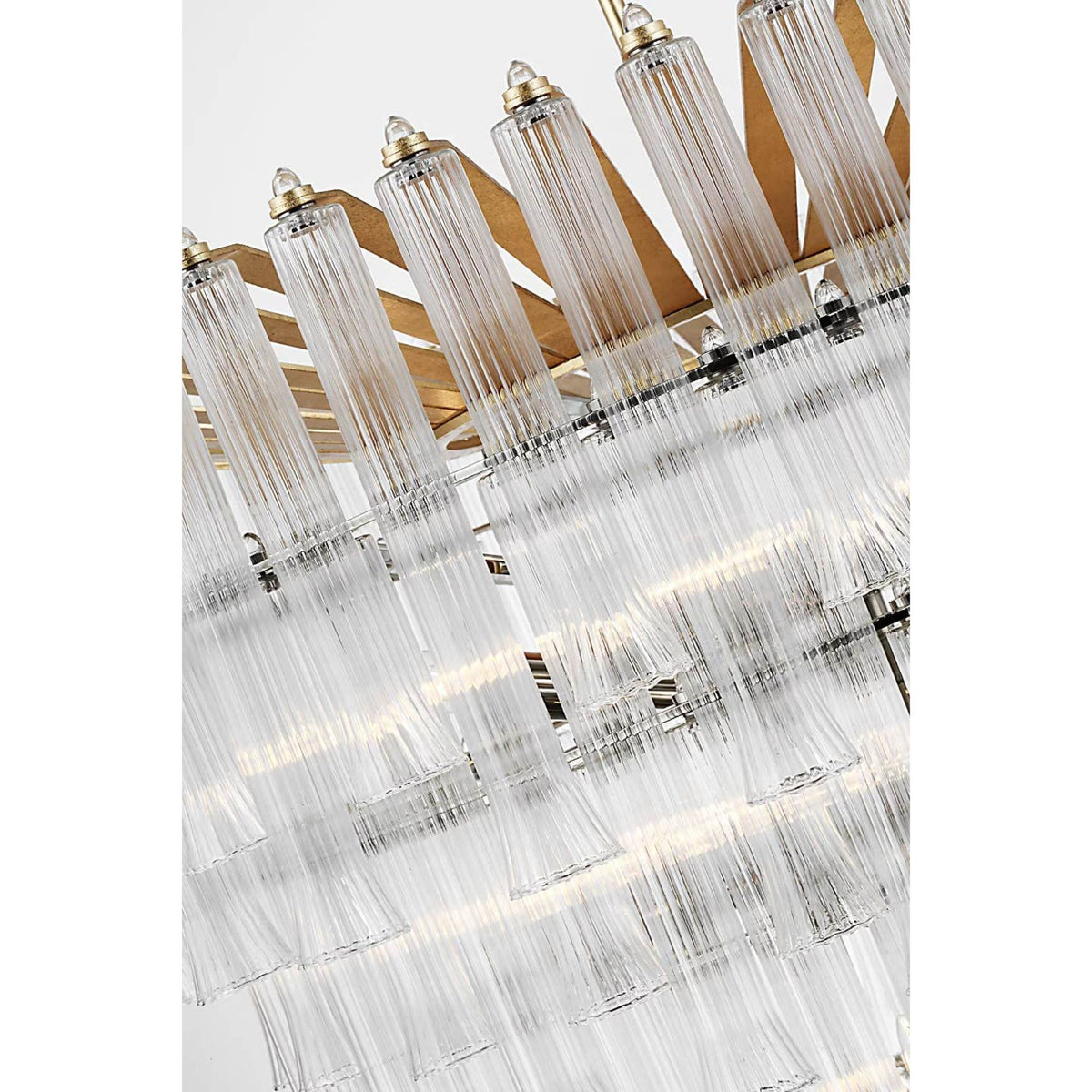 Julie Neill Lorelei X-Large Waterfall Chandelier in Gild with Clear Glass W34.75" x H42.75"