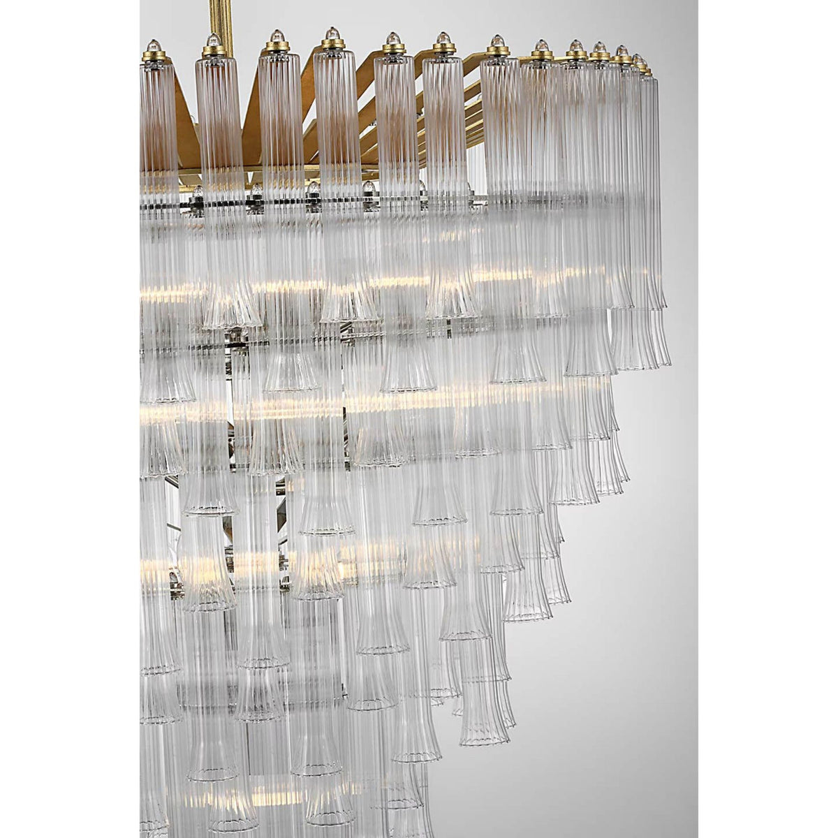 Julie Neill Lorelei X-Large Waterfall Chandelier in Gild with Clear Glass W34.75" x H42.75"