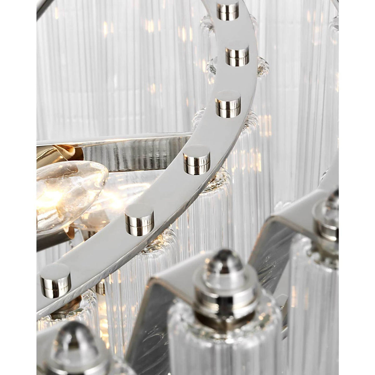Julie Neill Lorelei X-Large Chandelier in Polished Nickel with Clear Glass W40" x H24"