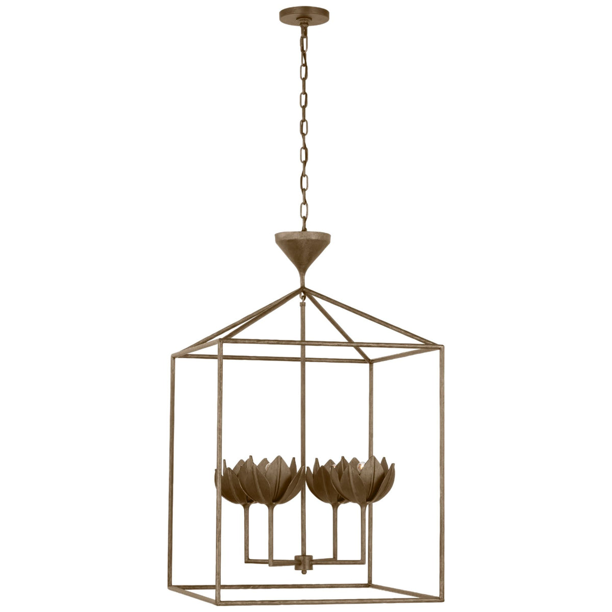 Julie Neill Alberto Large Open Cage Lantern in Antique Bronze Leaf W24" x H39"