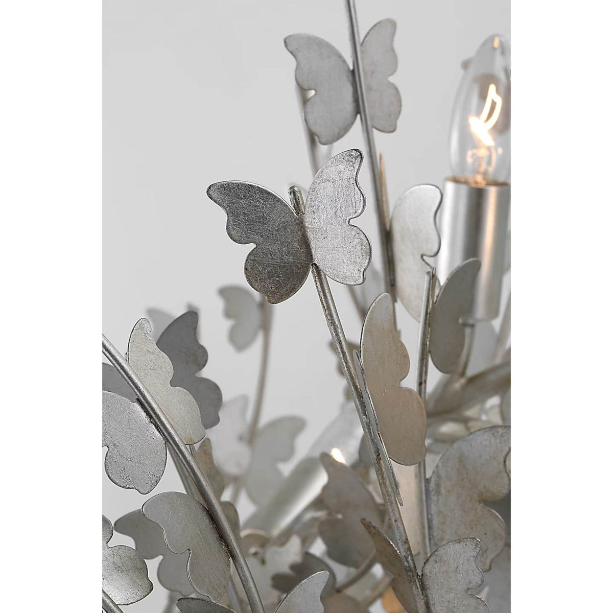 Julie Neill Farfalle Large Linear Chandelier in Burnished Silver Leaf W20.5" x 54.75" x H28.5"