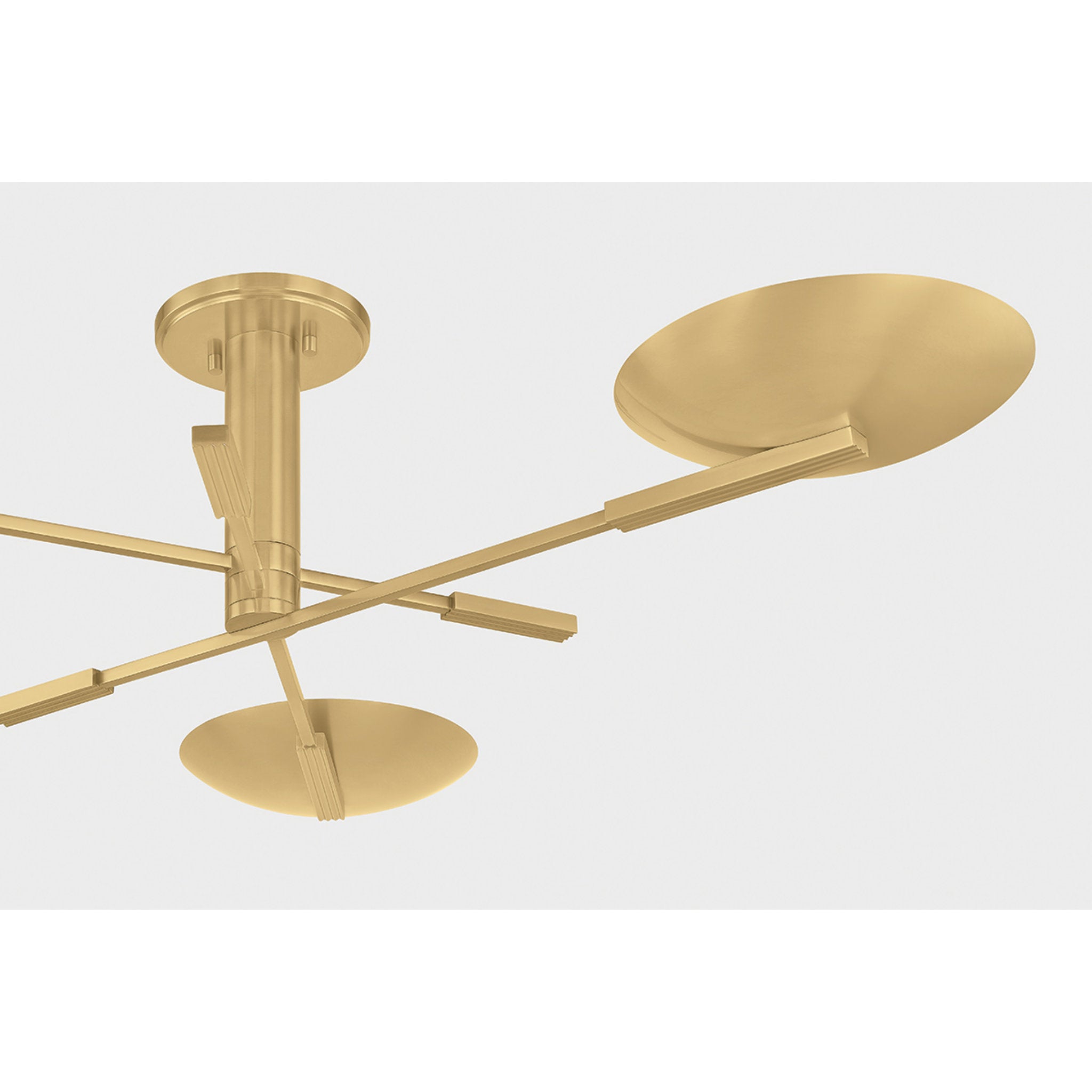 Johnson 3-Light Semi Flush in Aged Brass 42.5W x 9.75H