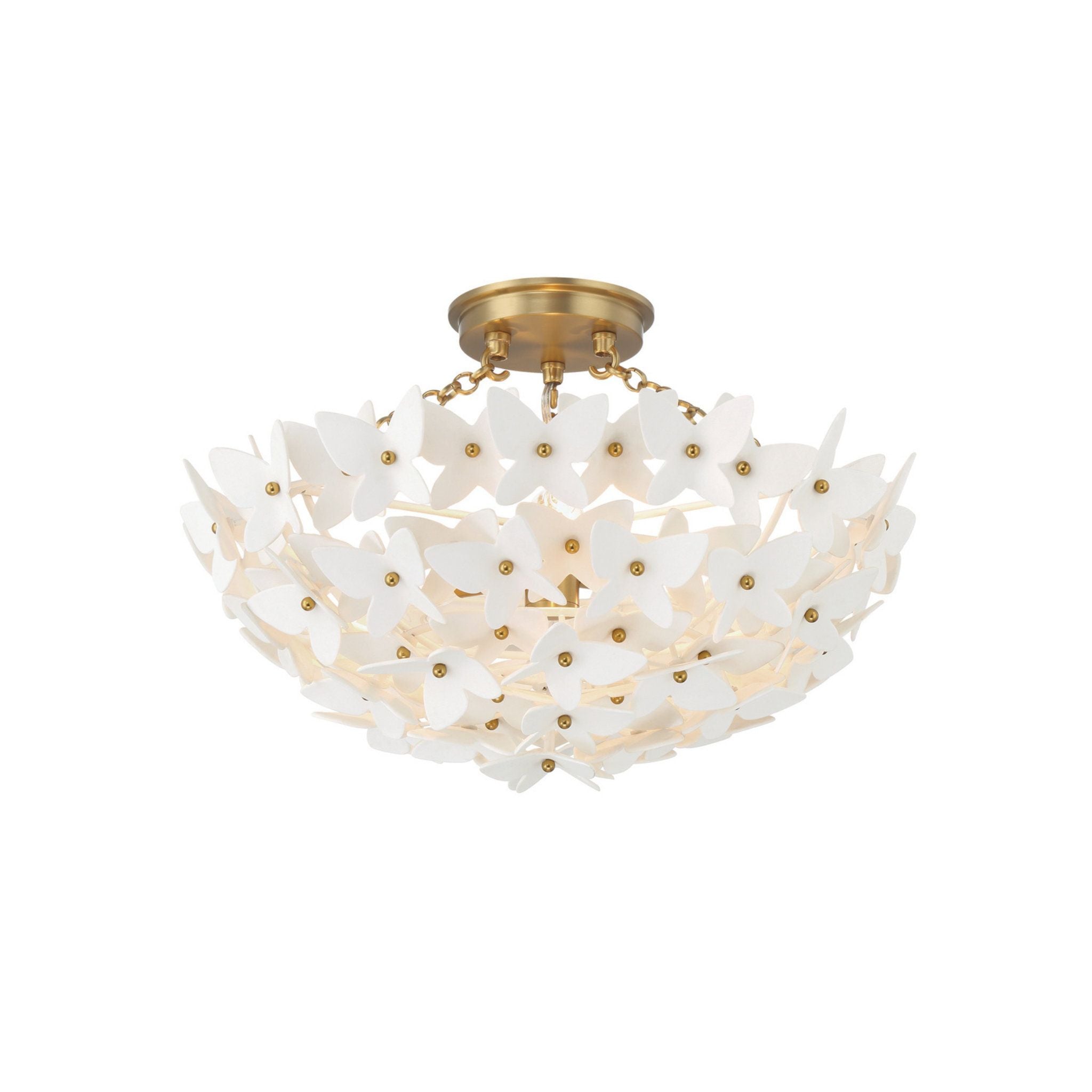 Killian 17.25" Luxe Gold Semi Flush Mount White 3-Light 17.25"W x 12.25"H x 17.25"D