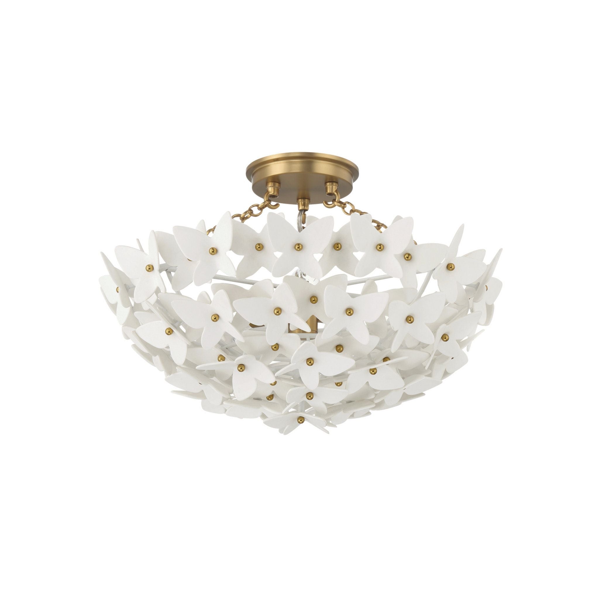 Killian 17.25" Luxe Gold Semi Flush Mount White 3-Light 17.25"W x 12.25"H x 17.25"D