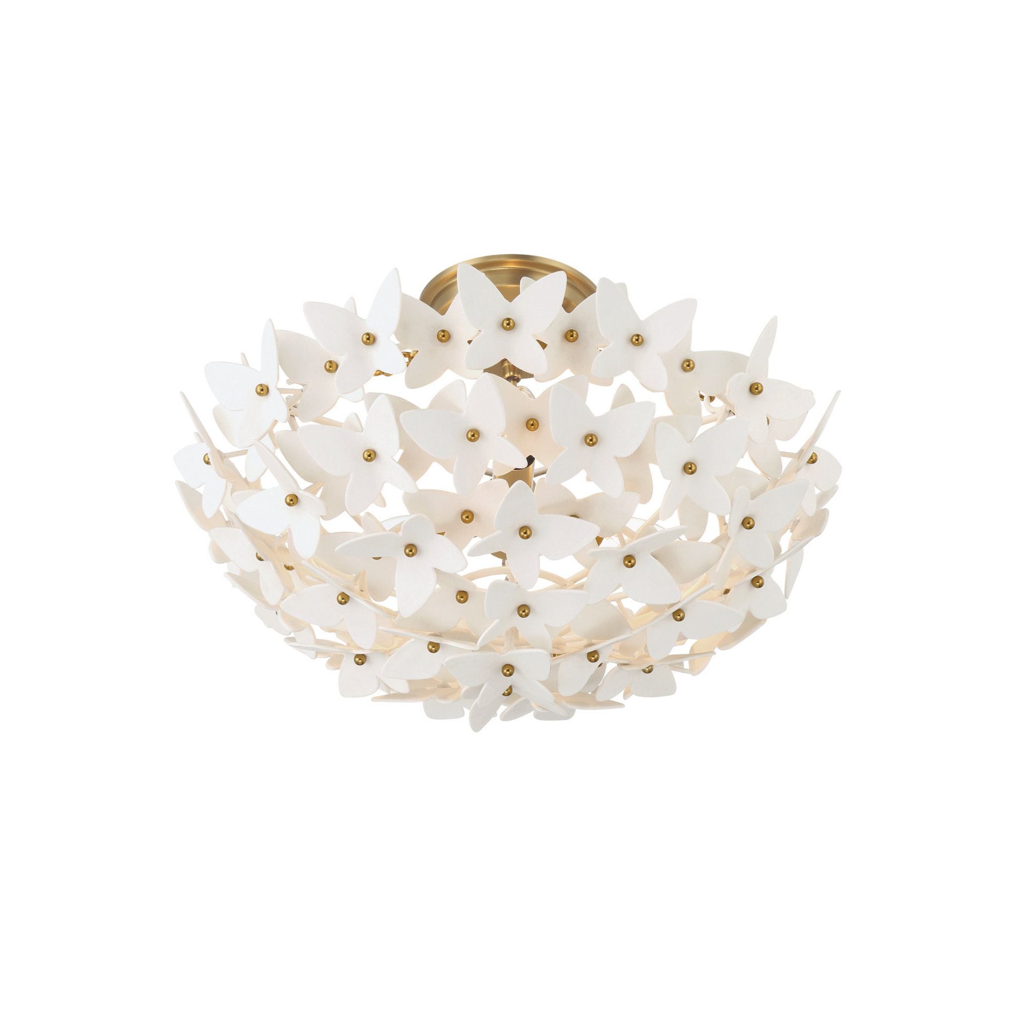 Killian 17.25" Luxe Gold Semi Flush Mount White 3-Light 17.25"W x 12.25"H x 17.25"D