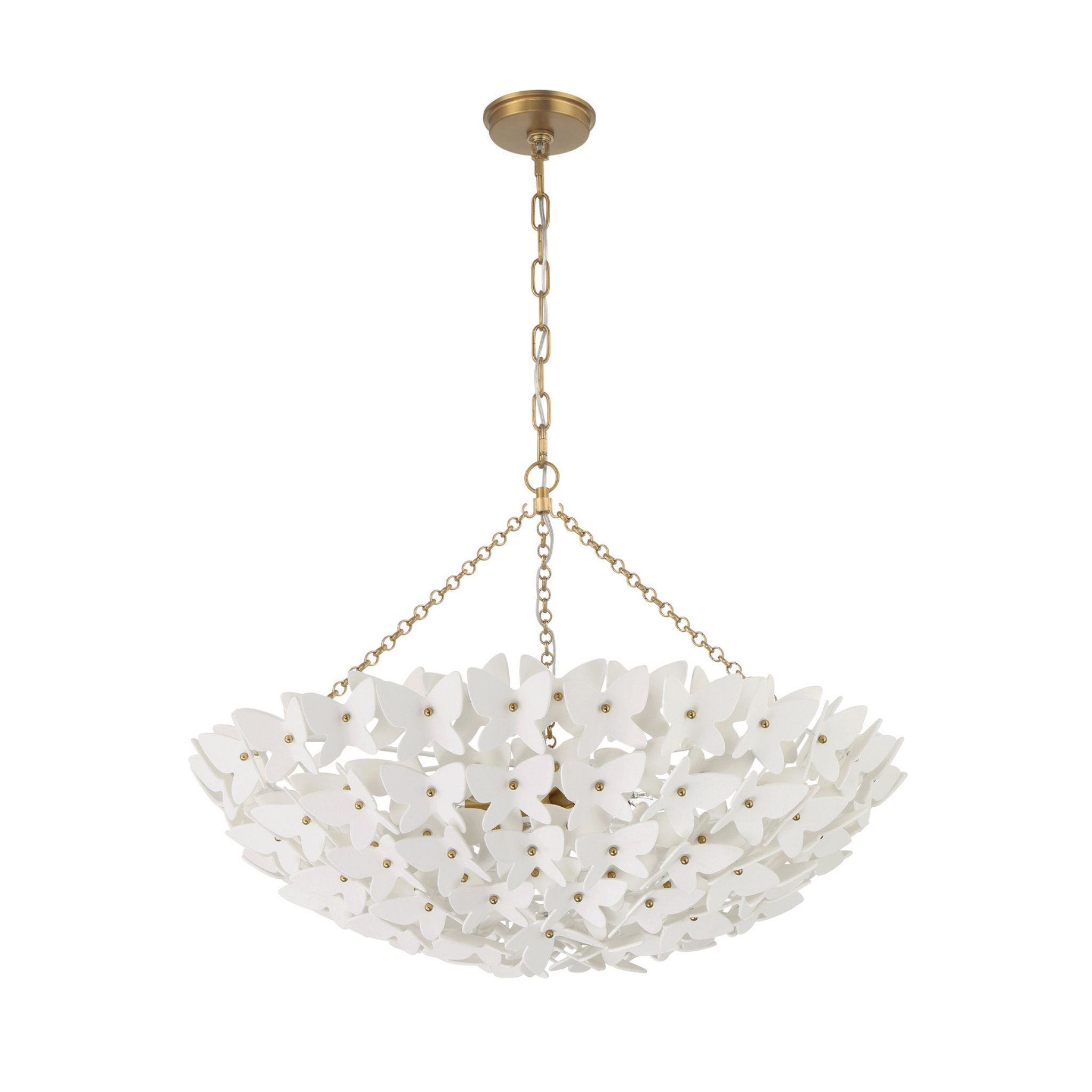 Killian 28" Luxe Gold Chandelier White 6-Light 28"W x 20.5"H x 28"D