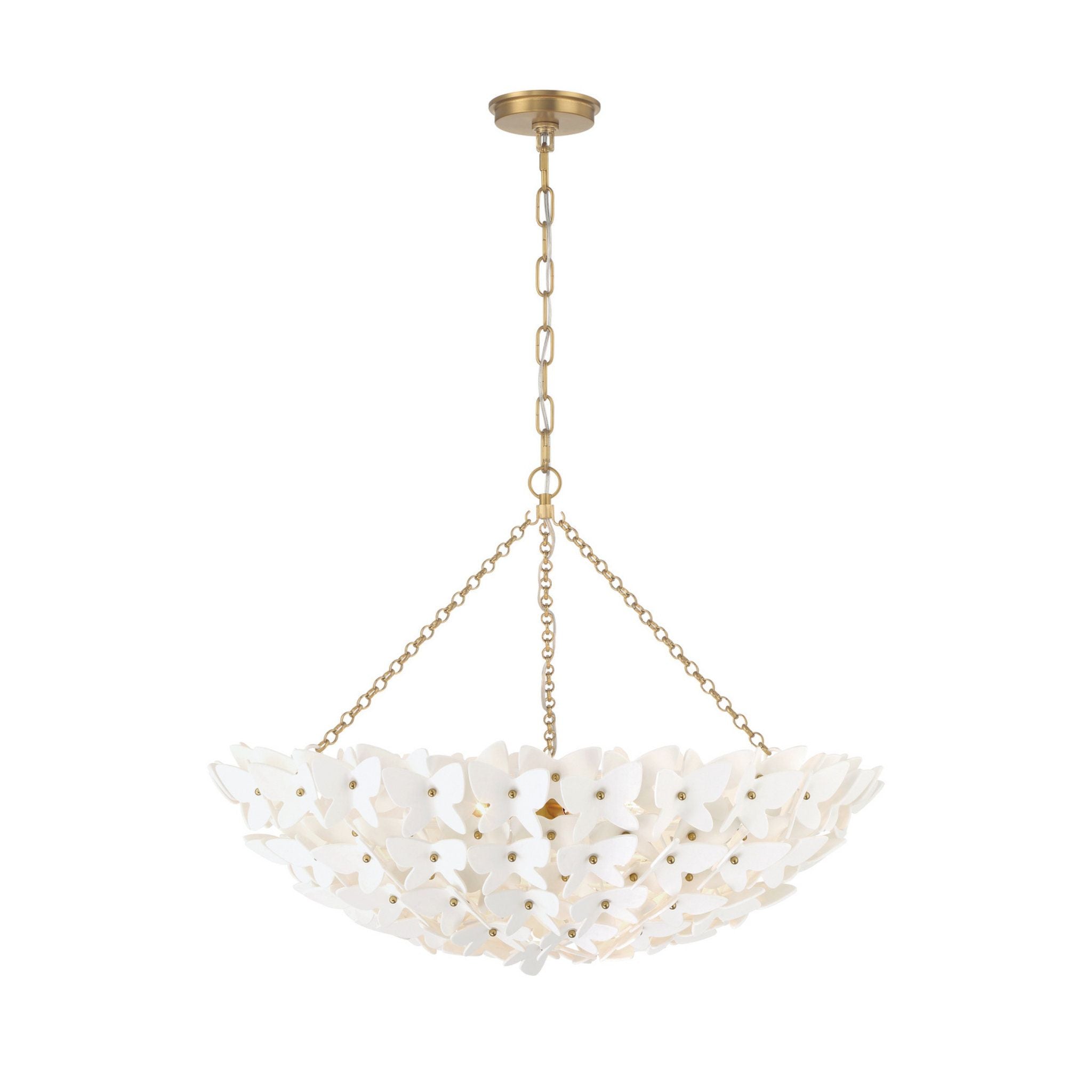 Killian 28" Luxe Gold Chandelier White 6-Light 28"W x 20.5"H x 28"D