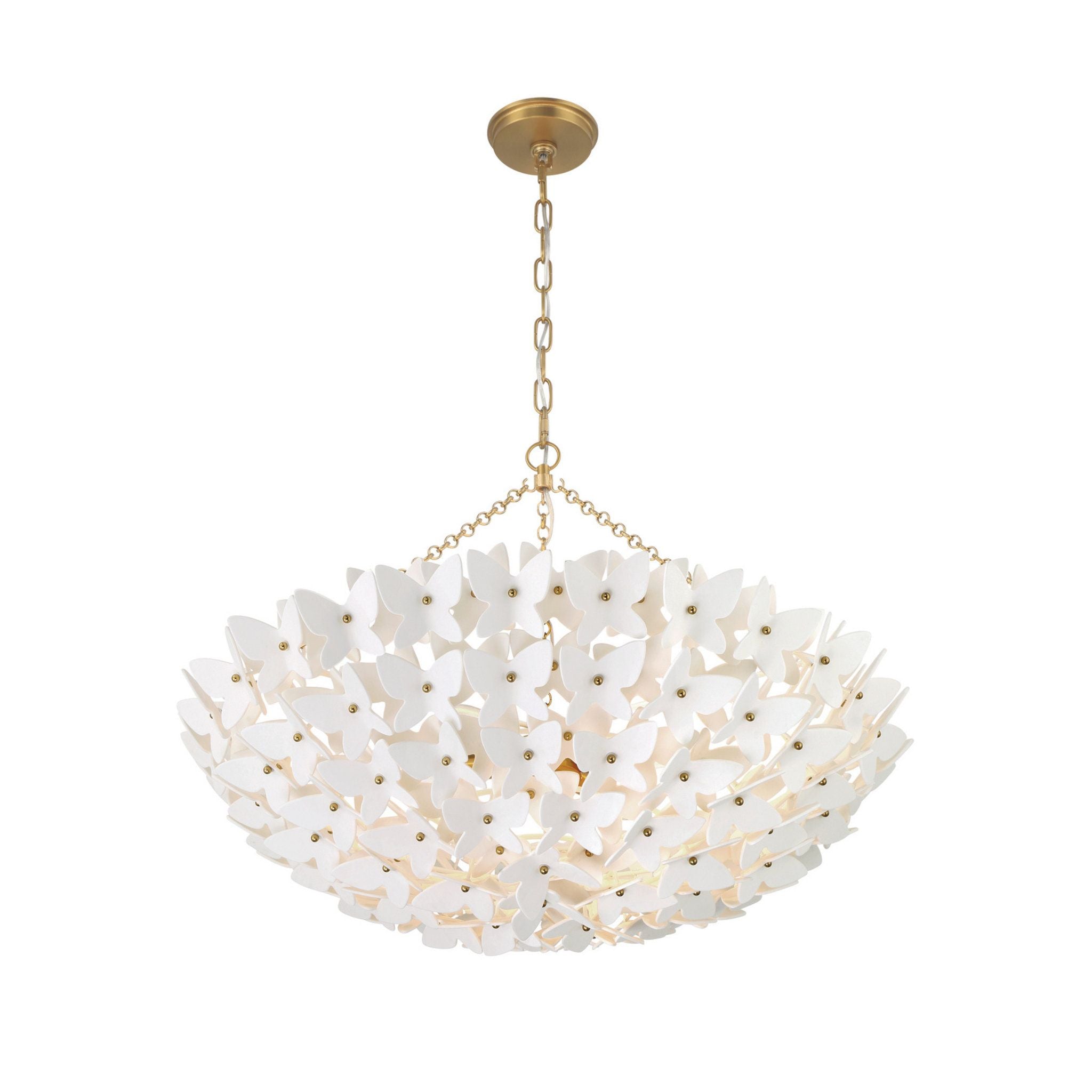Killian 28" Luxe Gold Chandelier White 6-Light 28"W x 20.5"H x 28"D