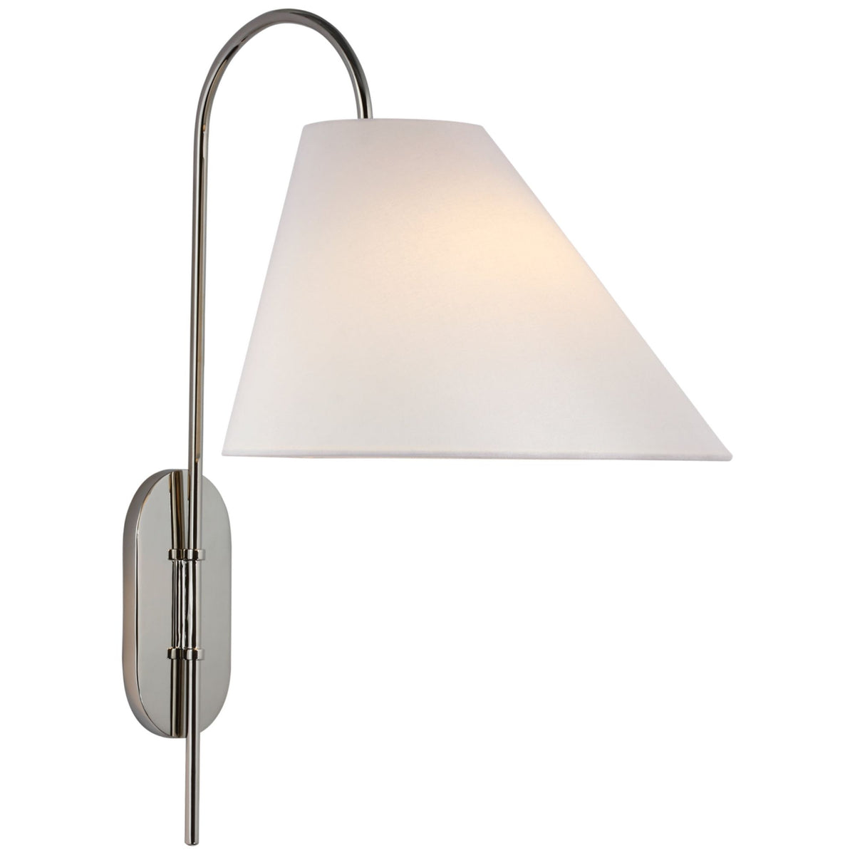 kate spade new york Kinsley Large Articulating Wall Light in Polished Nickel with Linen Shade W15.75" x H27.75" x E22.25"