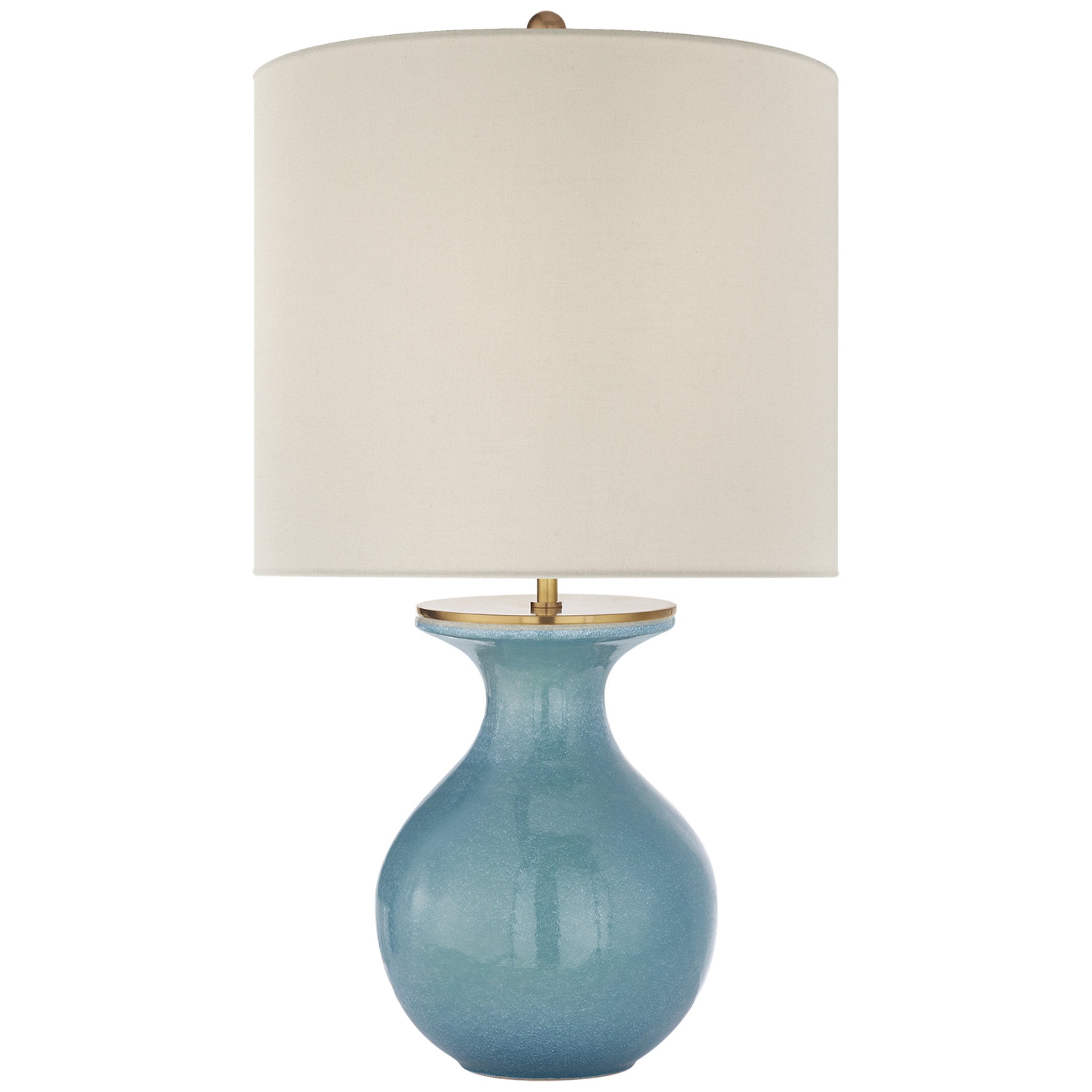 kate spade new york Albie Small Desk Lamp in Sandy Turquoise with Cream Linen Shade Table Lamp W13.75" x H25.25" Open Box