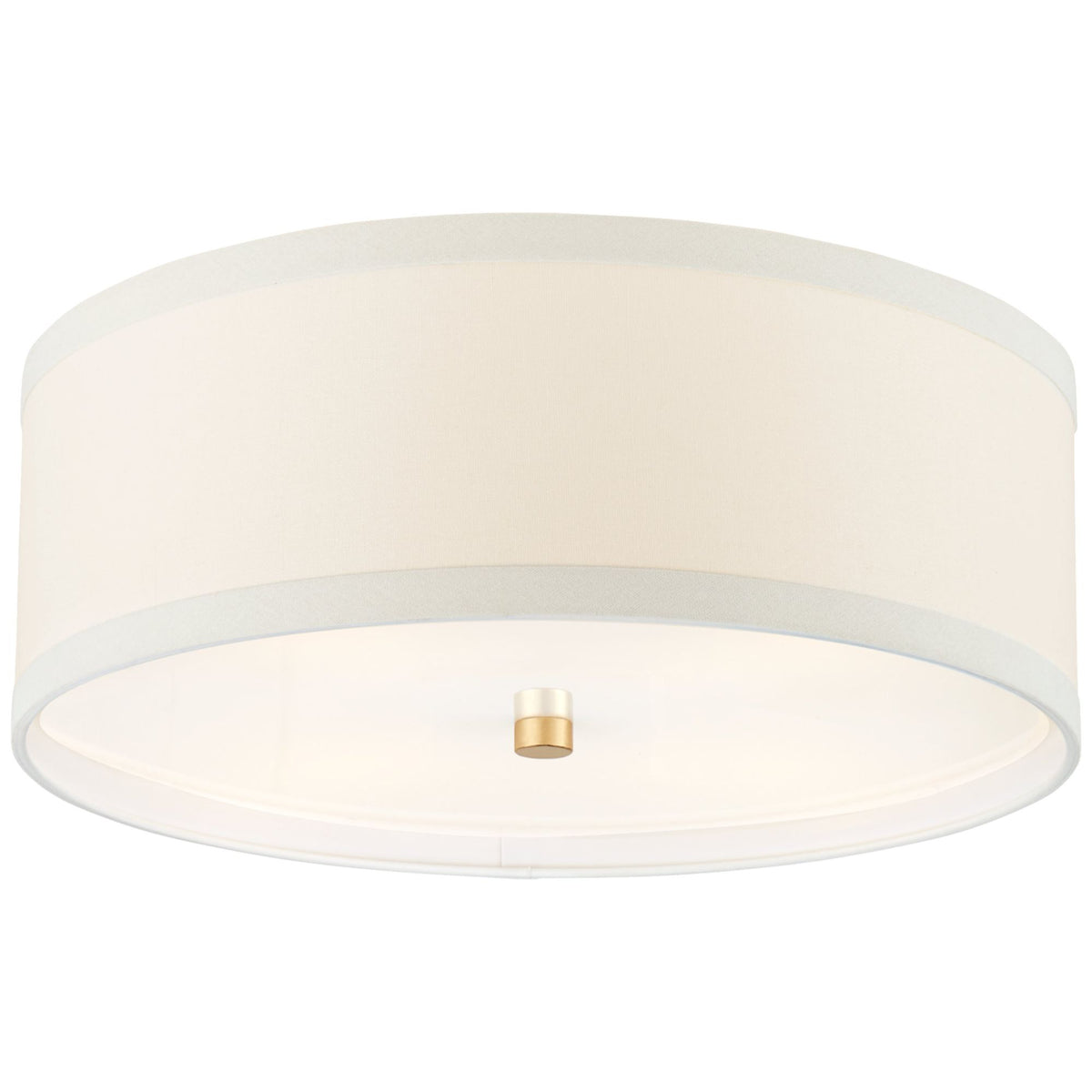 kate spade new york Walker Medium Flush Mount in Gild with Cream Linen W18" x H7.5"