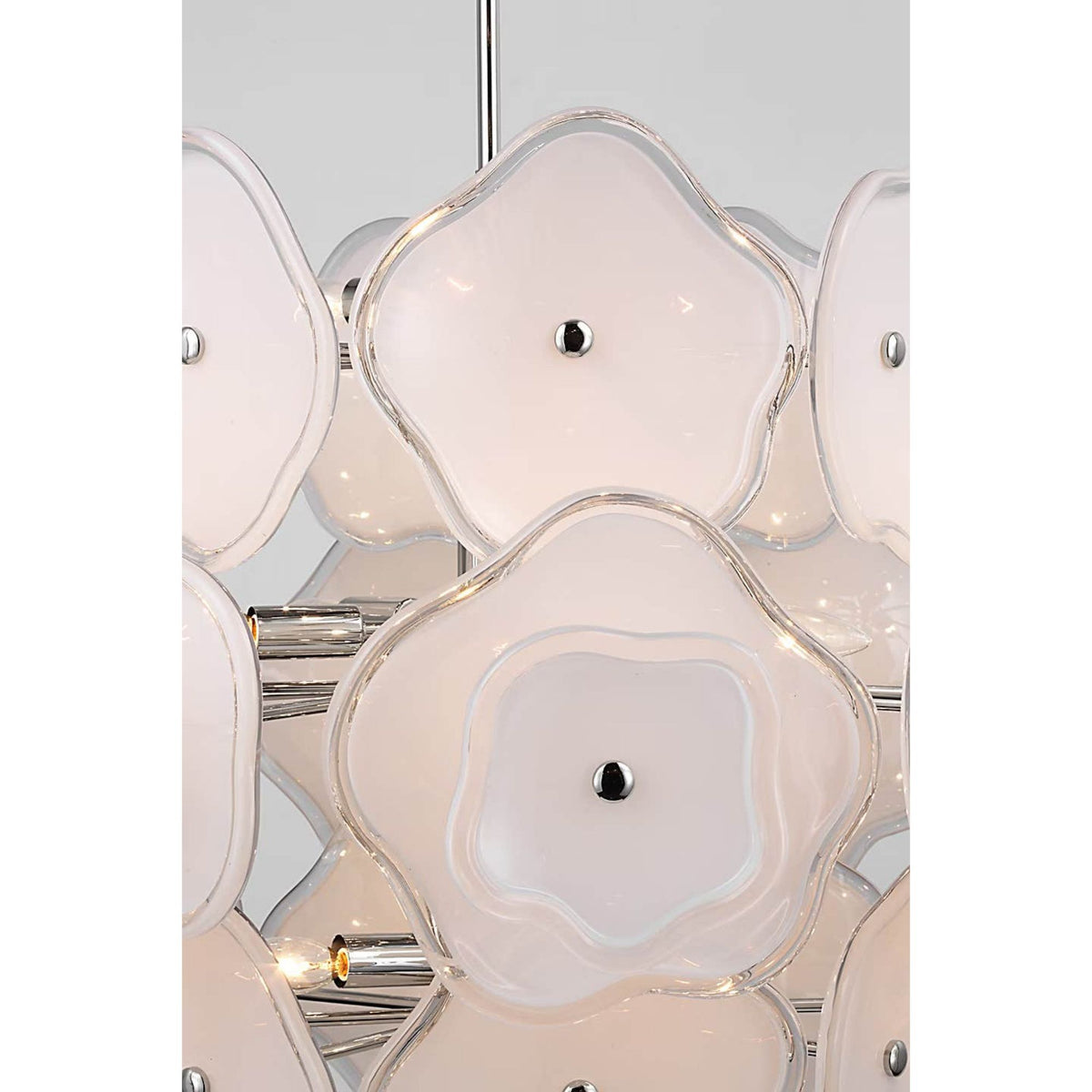kate spade new york Leighton Large Barrel Chandelier in Polished Nickel with Cream Tinted Glass W30.5"