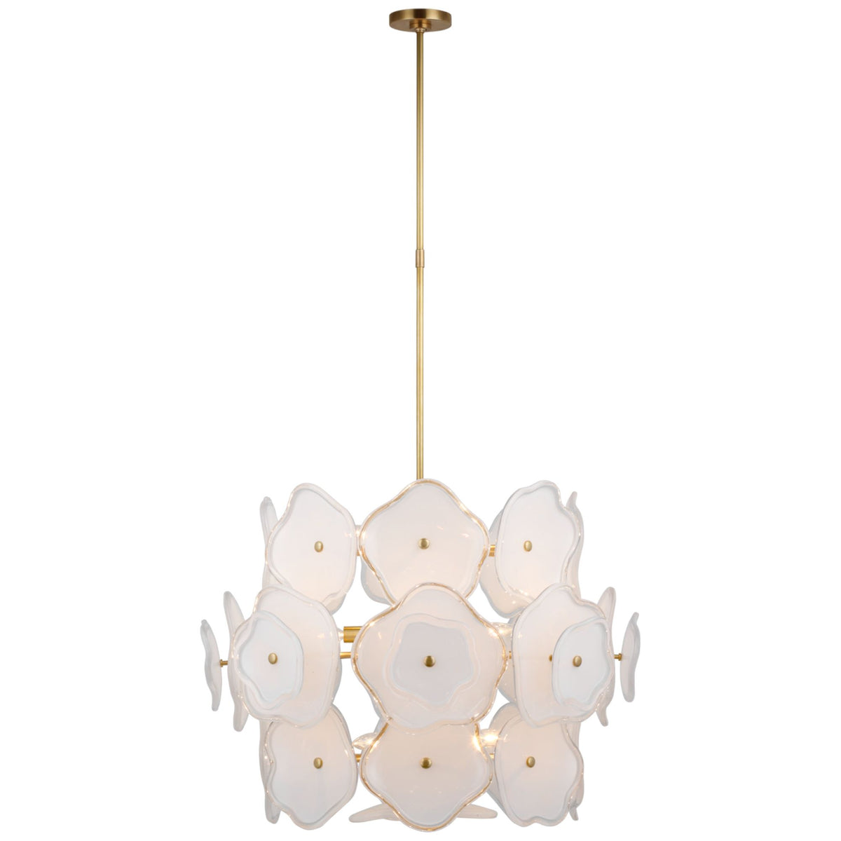 kate spade new york Leighton Large Barrel Chandelier in Soft Brass with Cream Tinted Glass W30.5"