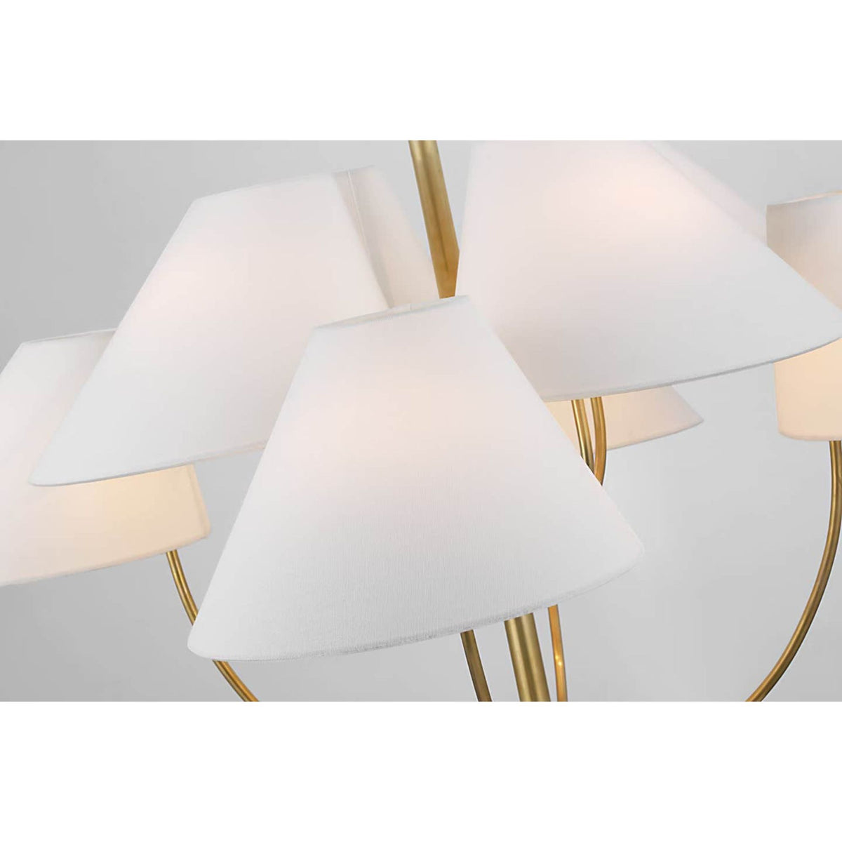 kate spade new york Kinsley Large Two-Tier Chandelier in Soft Brass with Linen Shades W43.25"
