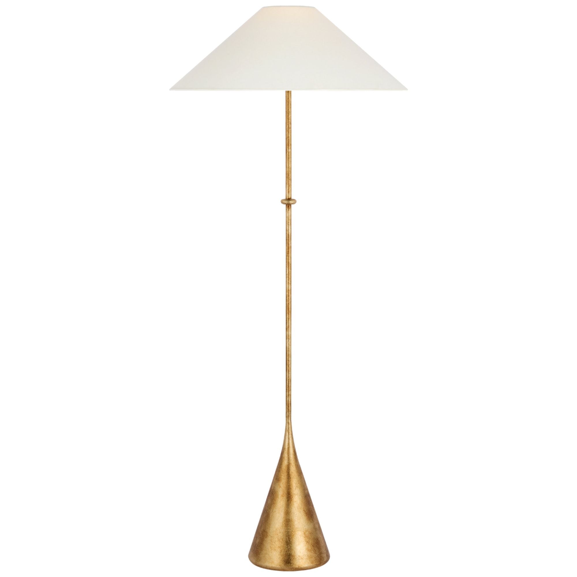 Kelly Wearstler Zealous 62" Floor Lamp in Museum Gild with Linen Shade W26" x H61.5"