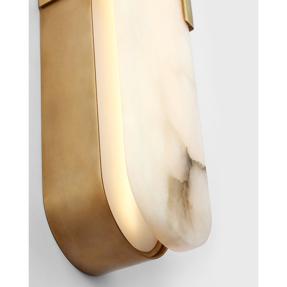Kelly Wearstler Melange 28" Elongated Sconce in Antique-Burnished Brass with Alabaster W4.25" x H28" x E3.5"