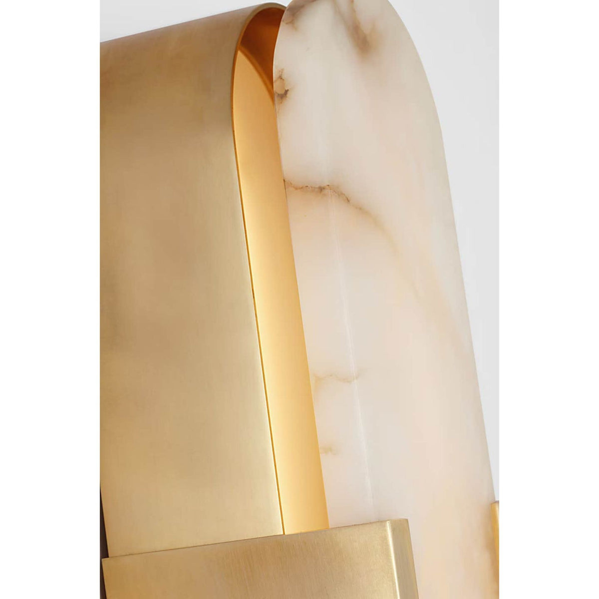 Kelly Wearstler Melange 20" Elongated Sconce in Antique-Burnished Brass with Alabaster W4.25" x H20" x E3.5"