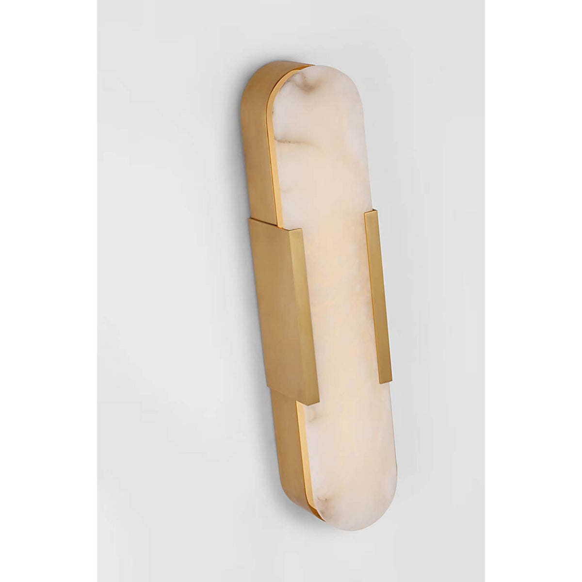 Kelly Wearstler Melange 20" Elongated Sconce in Antique-Burnished Brass with Alabaster W4.25" x H20" x E3.5"